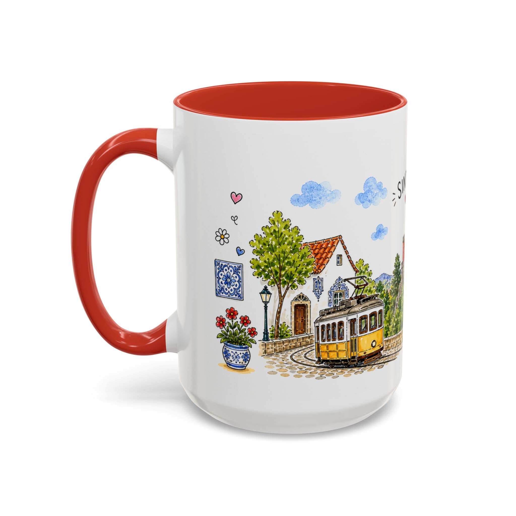 Sintra Illustrated Travel Mug | Portugal Souvenir Accent Coffee Mug | 11oz 15oz Ceramic Cup
