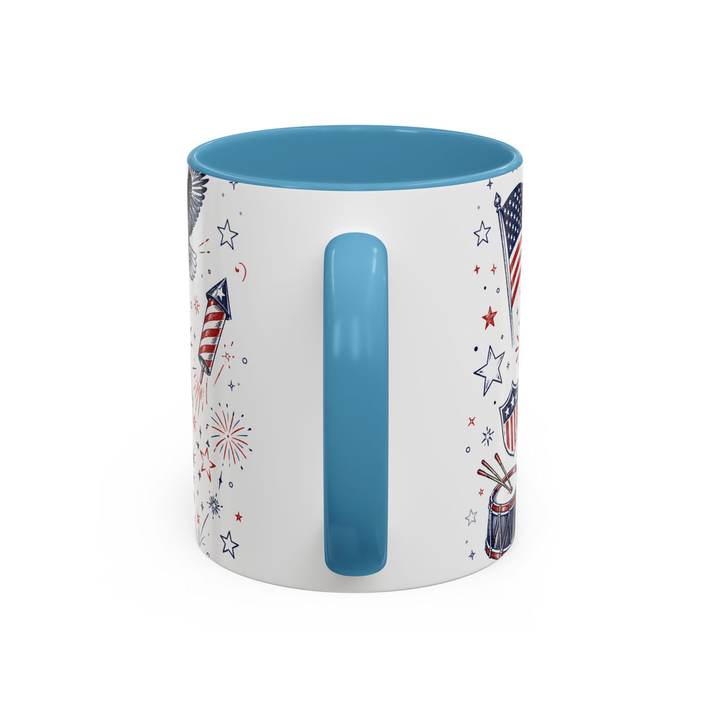 Land of the Free Coffee Mug | Home of the Brave 4th of July Gift | Accent Color Ceramic 11oz 15oz