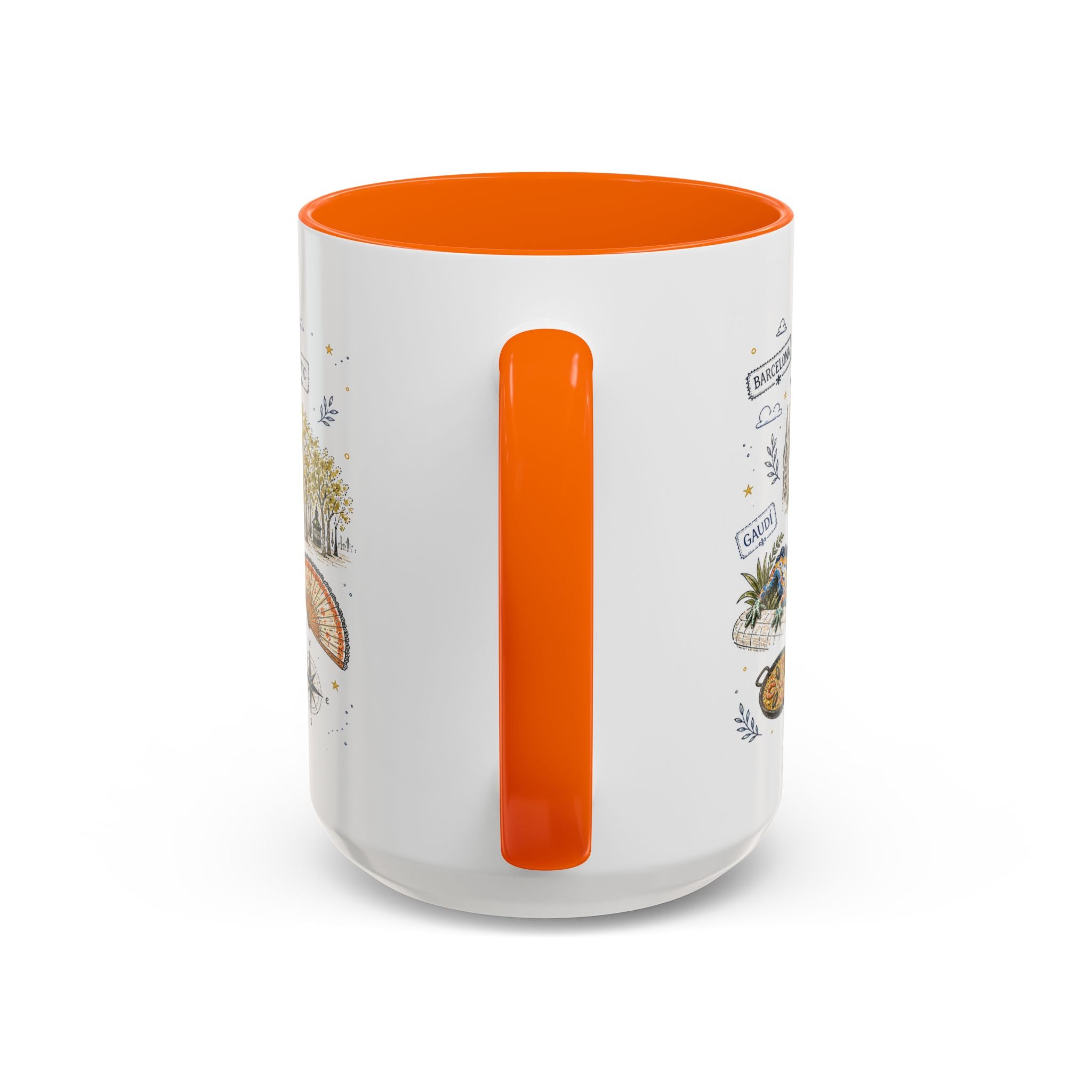 Barcelona Coffee Mug | Spain Souvenir Travel Gift | Accent Color Ceramic 11oz 15oz