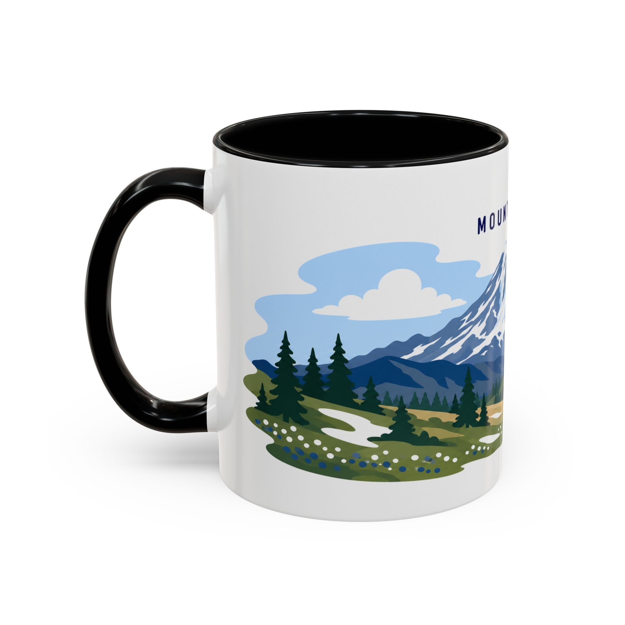 Mount Rainier National Park Coffee Mug | Solid Color Block Park Souvenir | 11oz 15oz Accent Mug