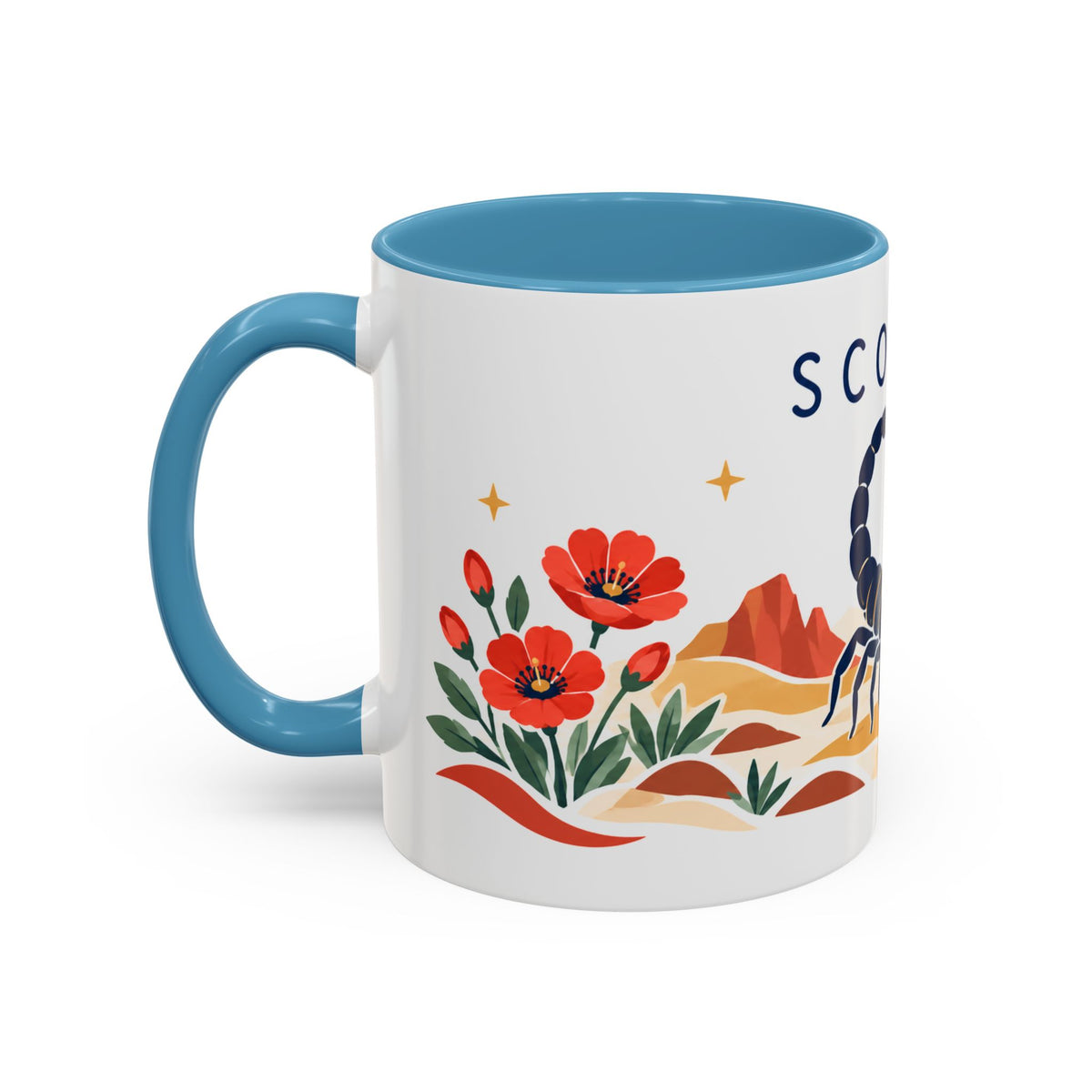 Scorpio Zodiac Coffee Mug | Scorpion and Desert Design | Astrology Birthday Gift | 11 oz 15 oz Ceramic Accent Mug