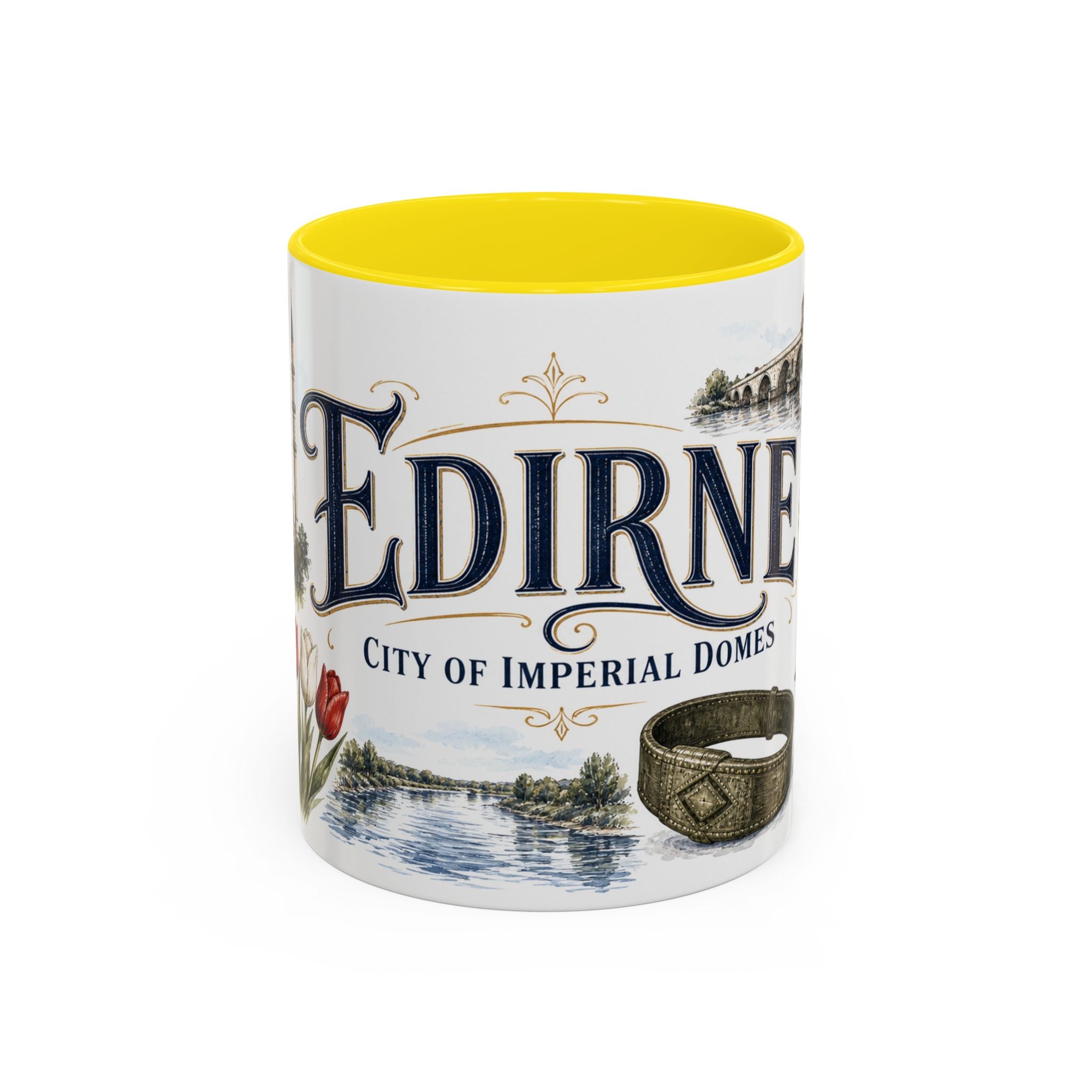 Edirne Coffee Mug | Turkey Travel Souvenir | Vintage Illustrated City Gift | 11 oz 15 oz Accent Mug