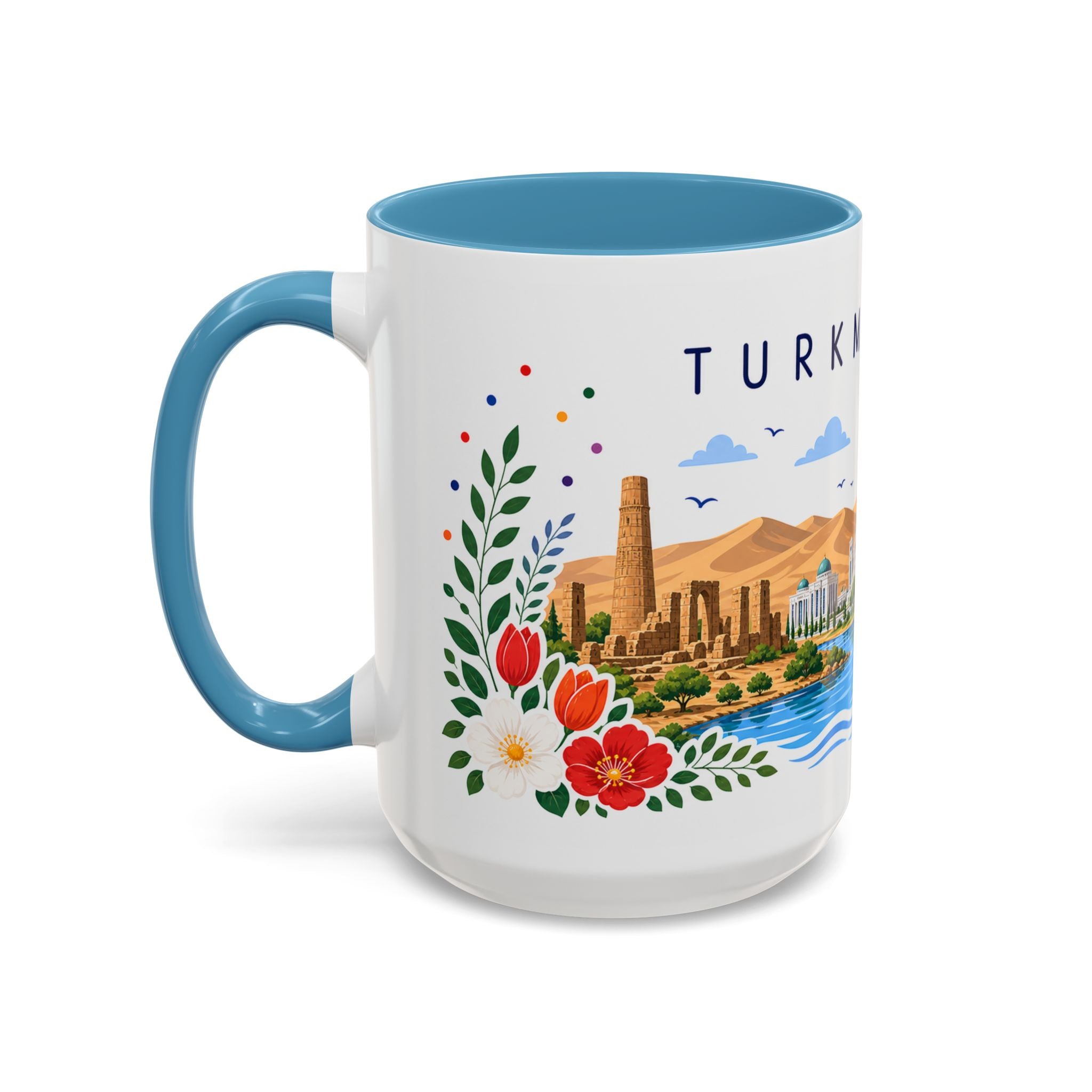 Turkmenistan Coffee Mug | Travel Souvenir Accent Mug | Place Gift Ceramic Cup 11oz 15oz