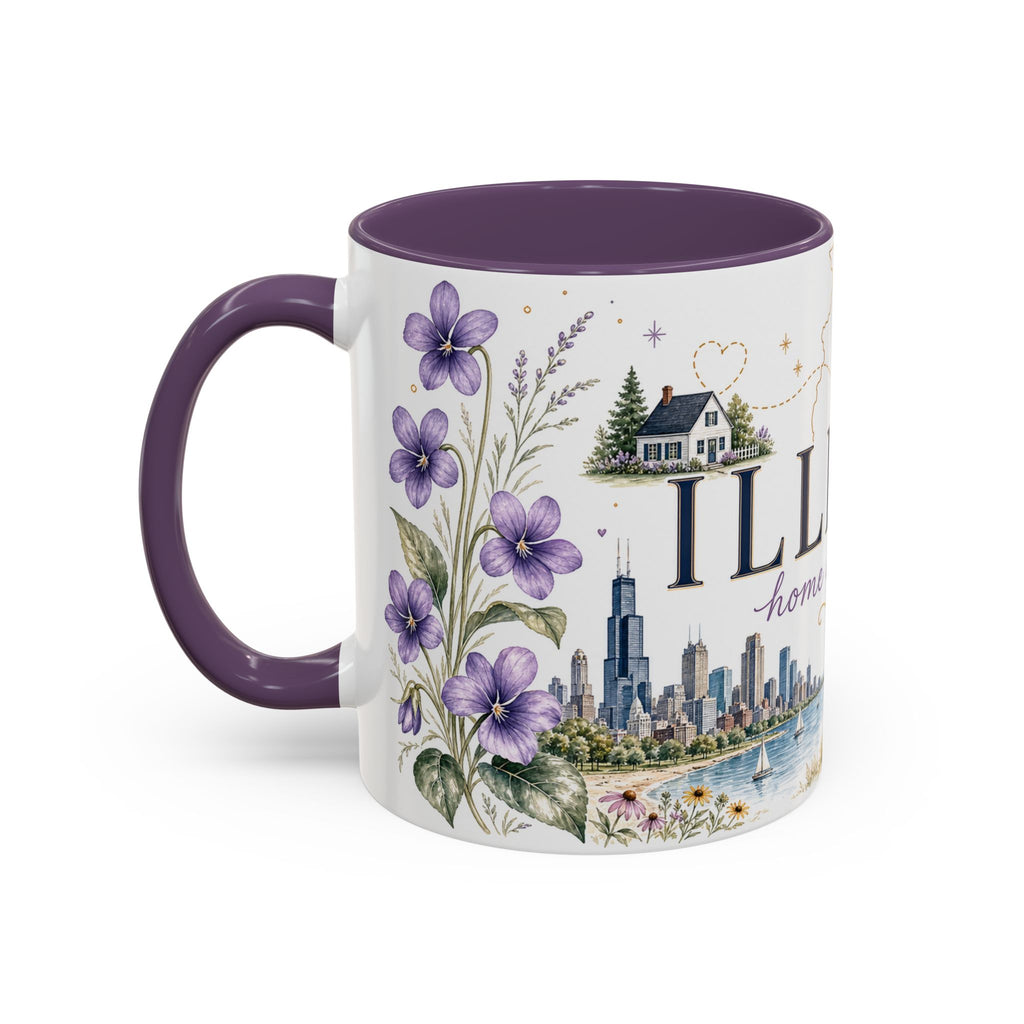 Illinois State Map Mug | Botanical Travel Sketch, Moving Away Gift (11oz 15oz)