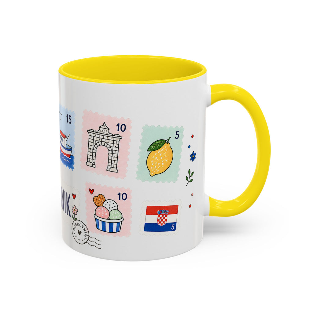 Dubrovnik Coffee Mug | Postage Stamp Collage Mug | Travel Souvenir Accent Cup 11oz 15oz
