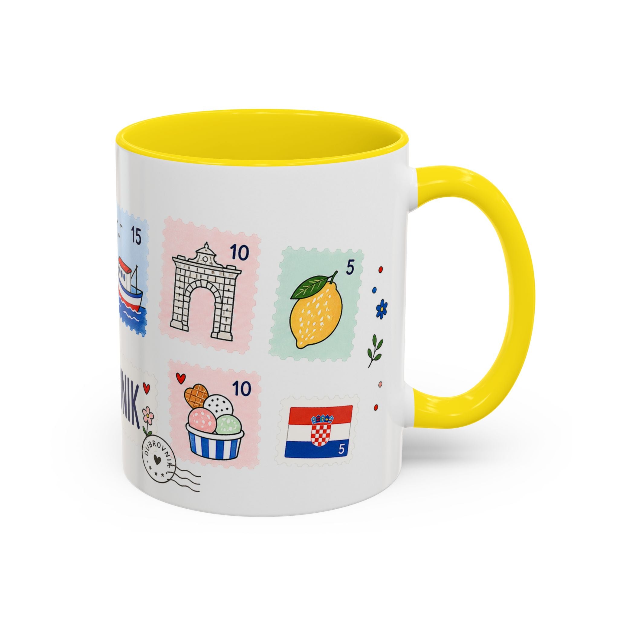 Dubrovnik Coffee Mug | Postage Stamp Collage Mug | Travel Souvenir Accent Cup 11oz 15oz