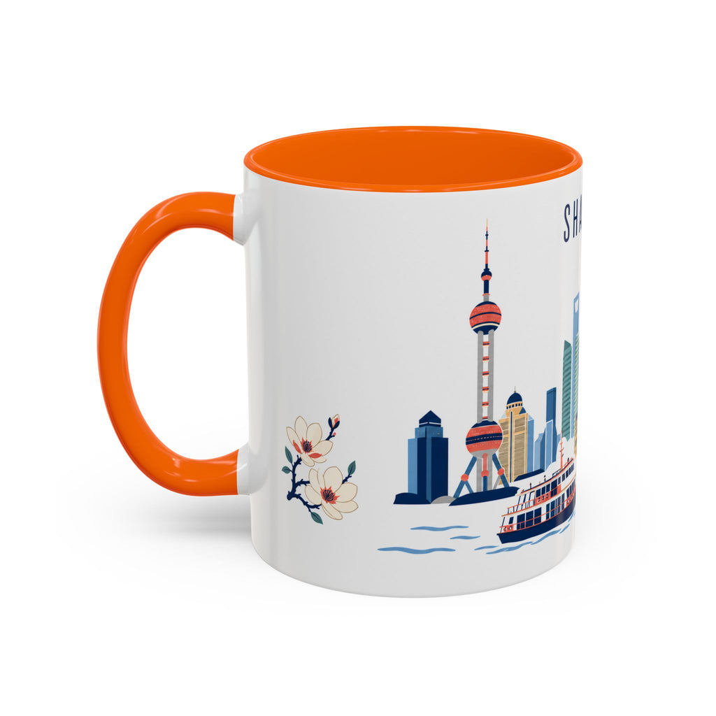 Shanghai Coffee Mug | China Travel Souvenir | Porcelain Decal City Gift | 11oz 15oz Accent Mug