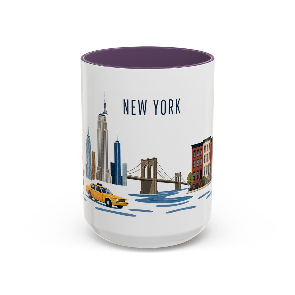 New York Coffee Mug | United States Travel Souvenir | Porcelain Decal City Gift | 11oz 15oz Accent Mug