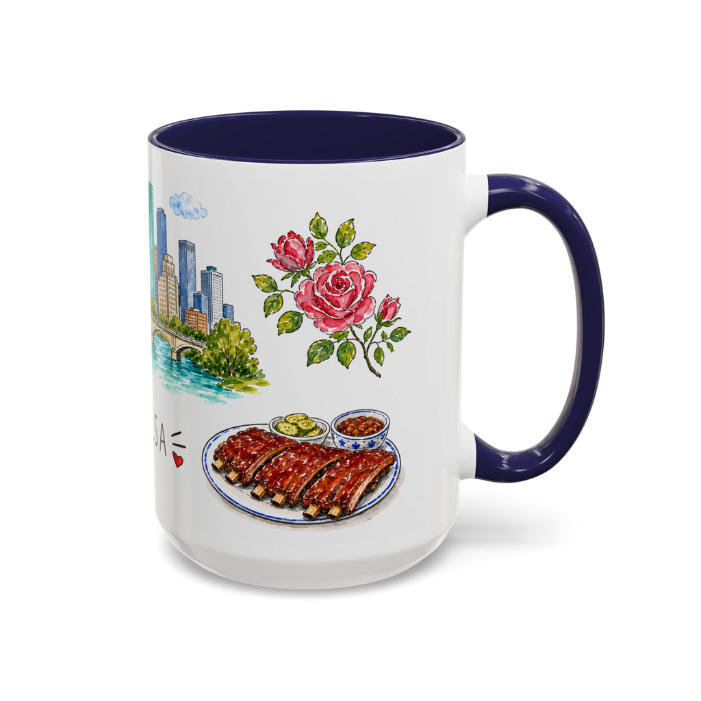 Tulsa Illustrated Travel Mug | City Souvenir Accent Coffee Mug | 11oz 15oz Ceramic Cup