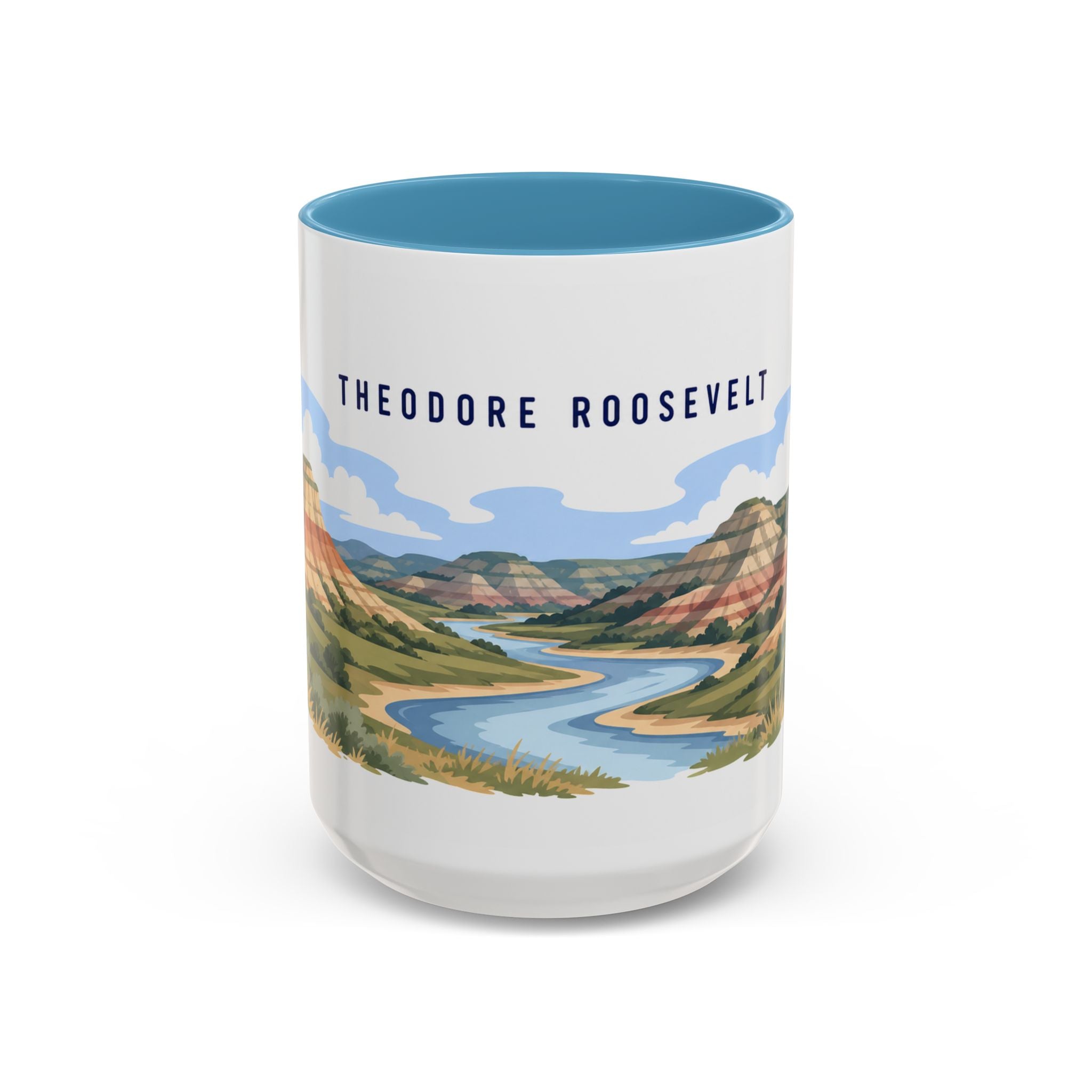 Theodore Roosevelt National Park Coffee Mug | Solid Color Block Park Souvenir | 11oz 15oz Accent Mug
