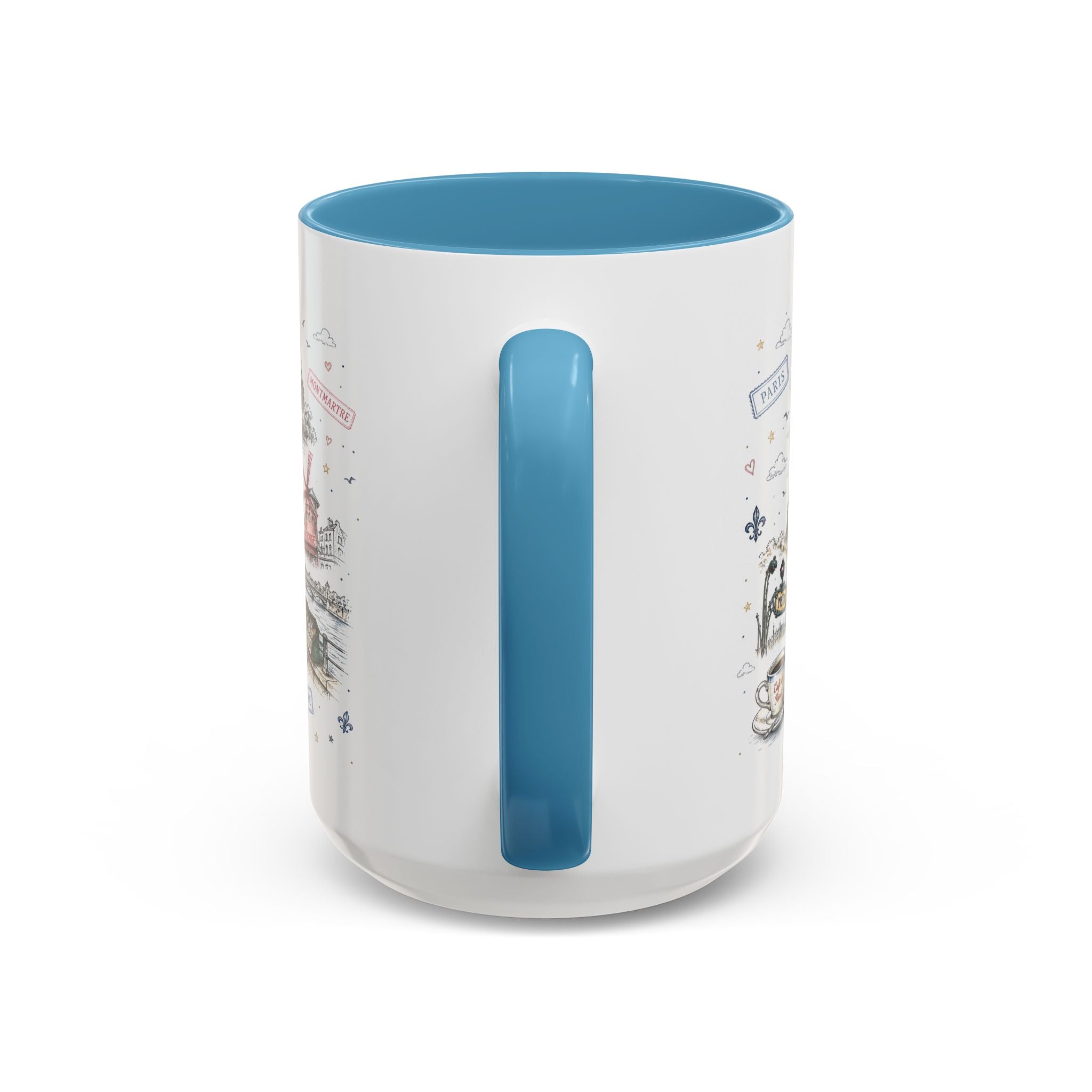 Paris Coffee Mug | France Souvenir Travel Gift | Accent Color Ceramic 11oz 15oz