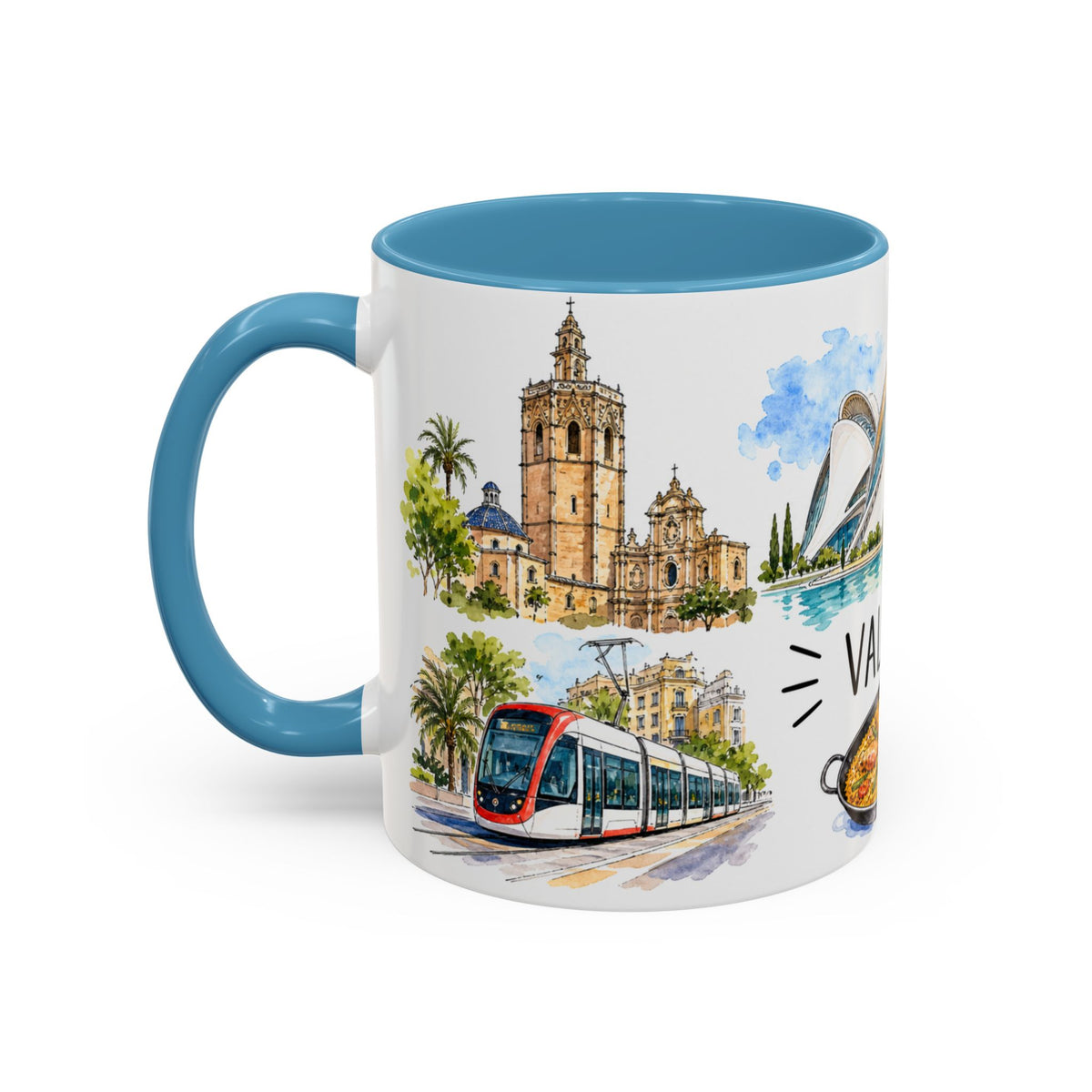 Valencia Illustrated Travel Mug | City Souvenir Accent Coffee Mug | 11oz 15oz Ceramic Cup