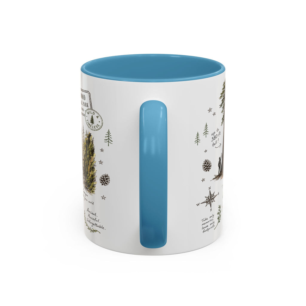 Redwood National Park Coffee Mug | California Coastal Forest Hiking Gift | Accent Color Ceramic 11oz 15oz
