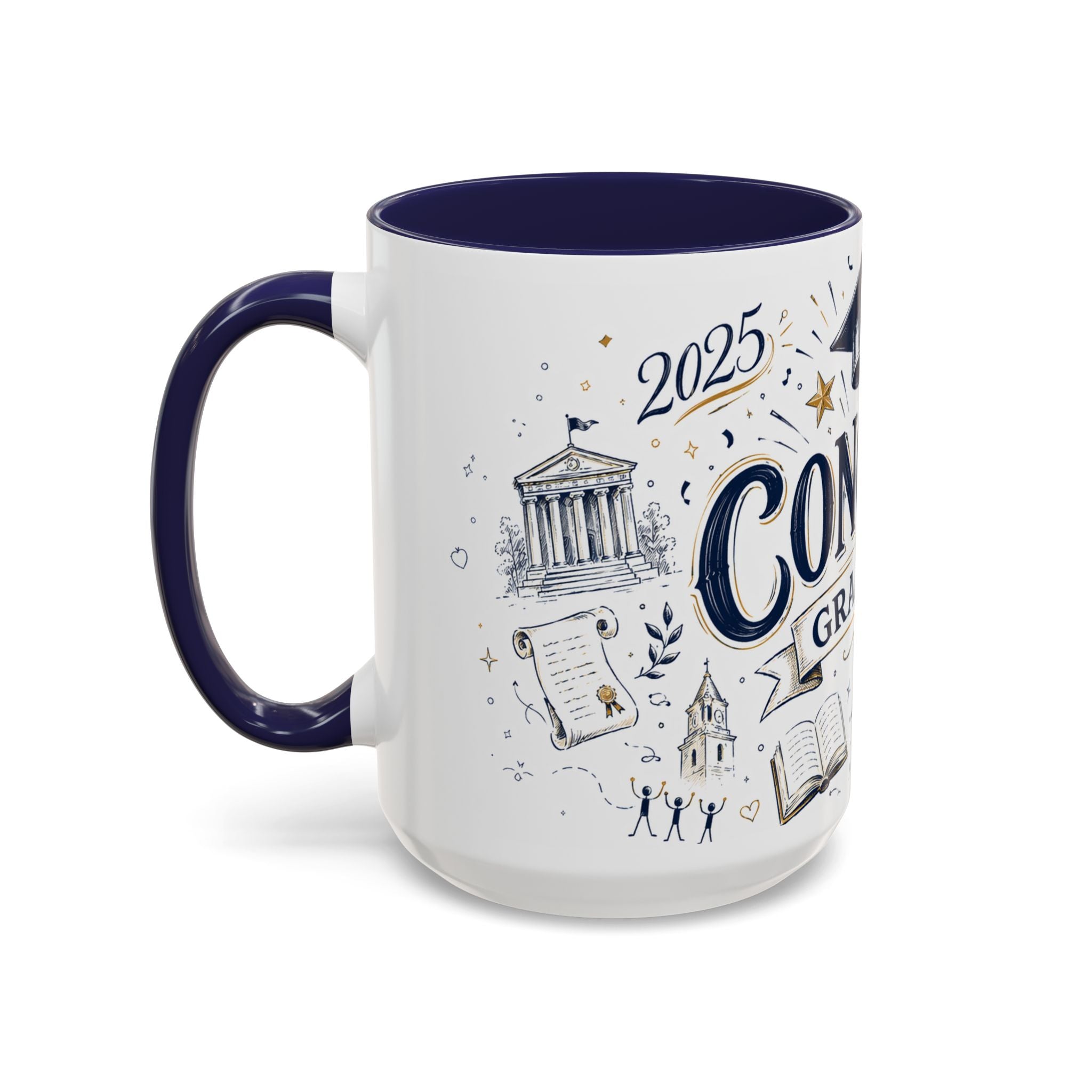 Congrats Graduate Coffee Mug | Class of 2026 Graduation Gift | Accent Color Ceramic 11oz 15oz