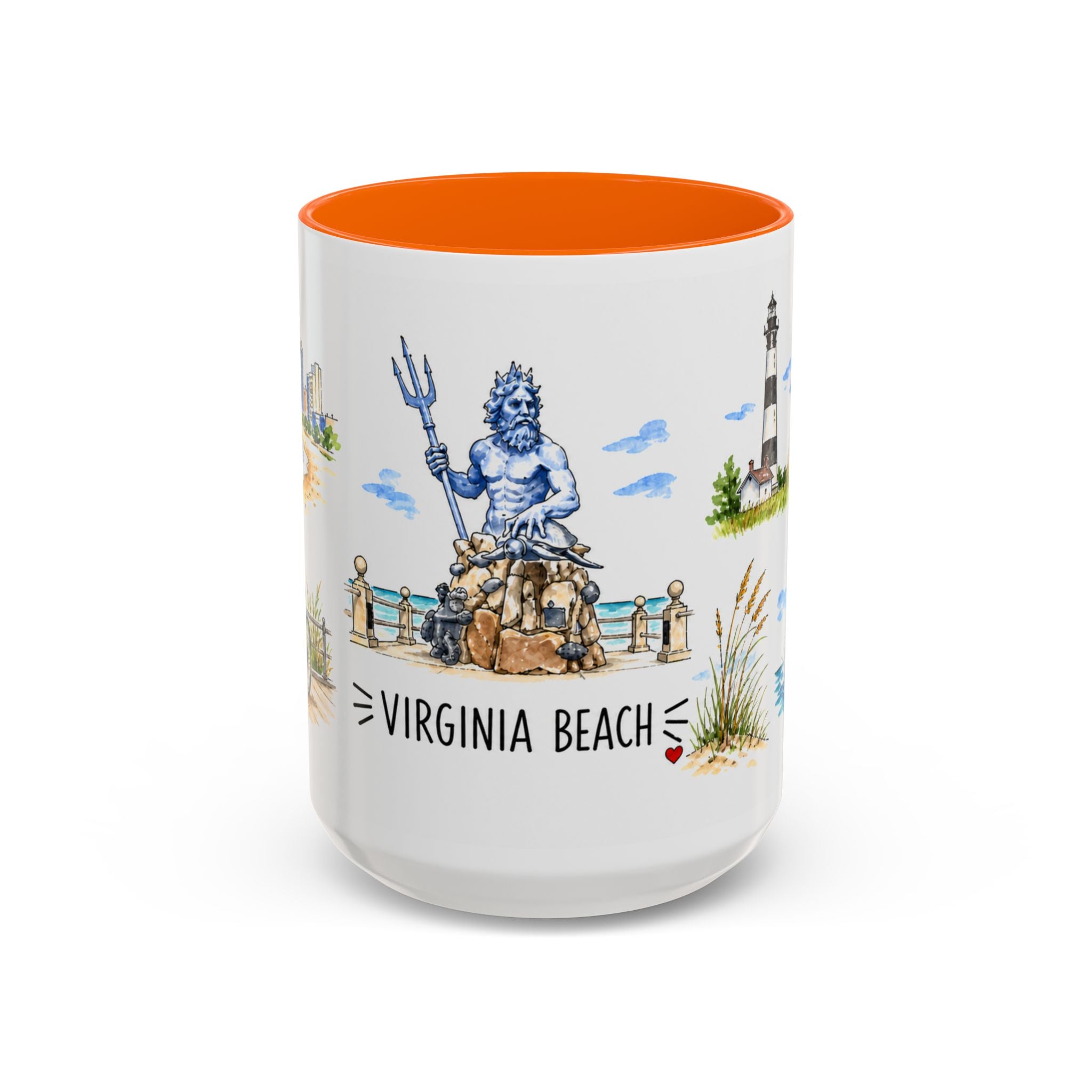 Virginia Beach Illustrated Travel Mug | City Souvenir Accent Coffee Mug | 11oz 15oz Ceramic Cup
