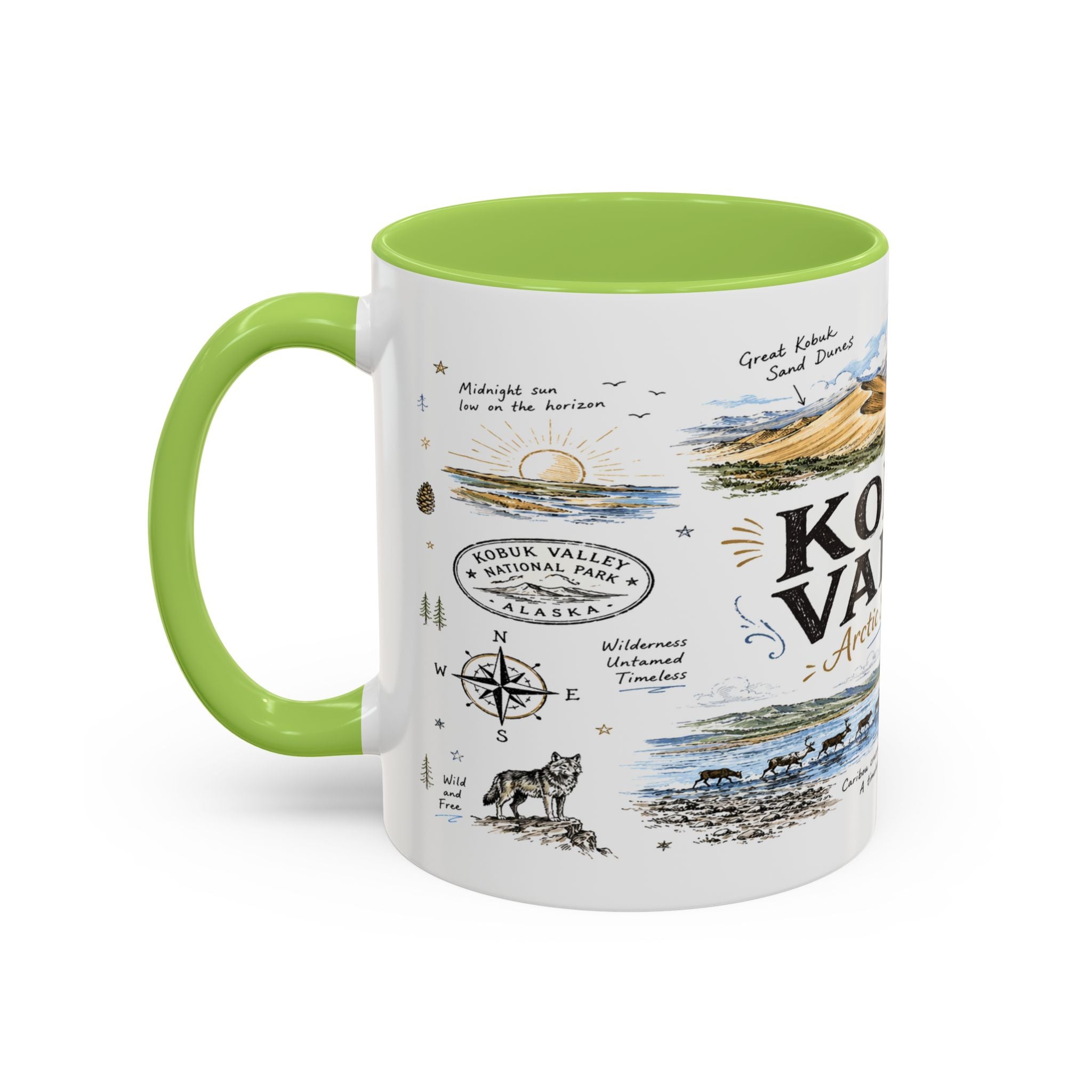 Kobuk Valley National Park Coffee Mug | Alaska Arctic Sand Dunes Gift | Accent Color Ceramic 11oz 15oz