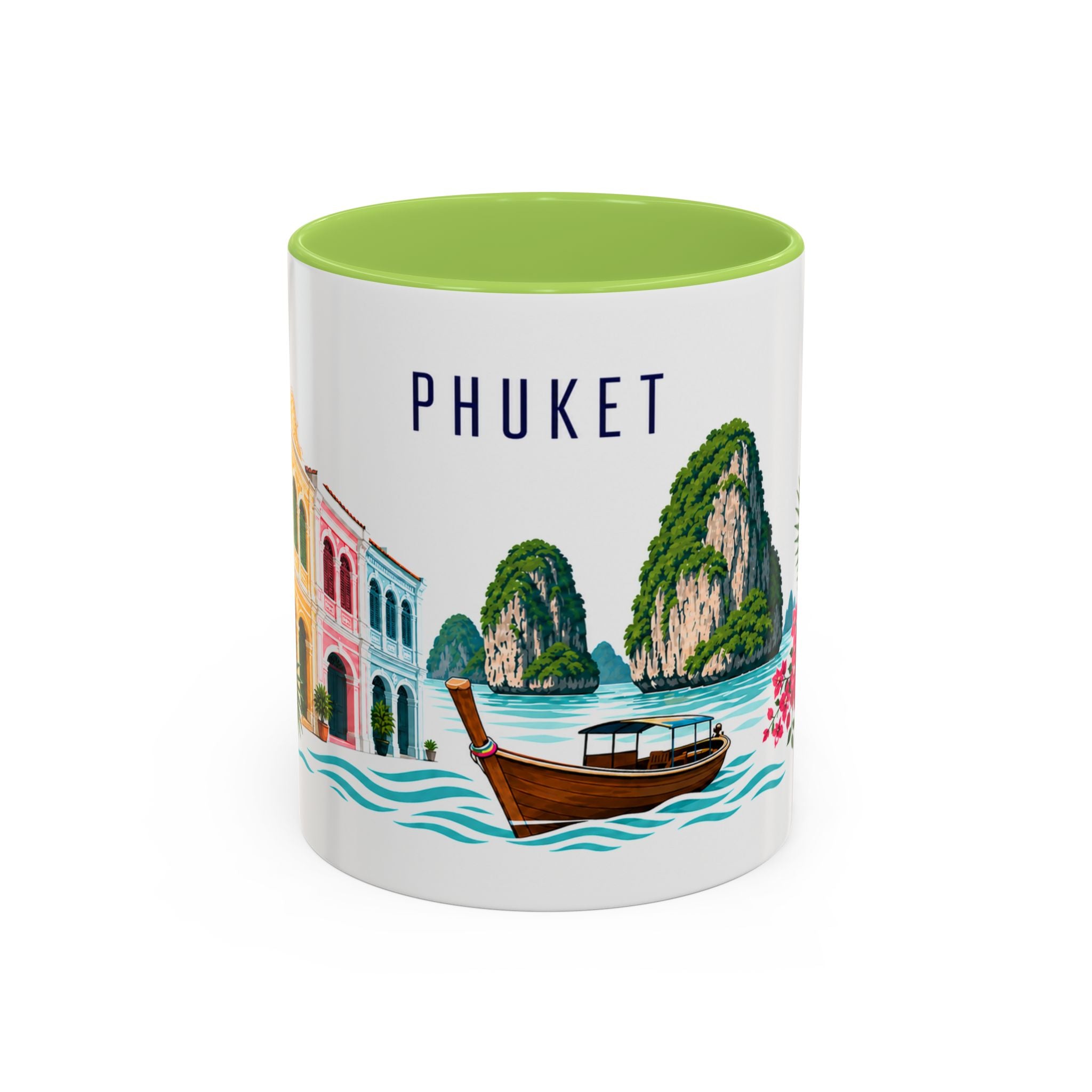 Phuket Coffee Mug | Thailand Travel Souvenir | Porcelain Decal City Gift | 11oz 15oz Accent Mug