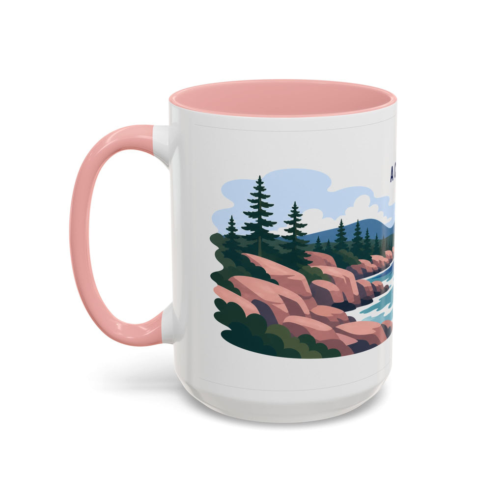 Acadia National Park Coffee Mug | Solid Color Block Park Souvenir | 11oz 15oz Accent Mug