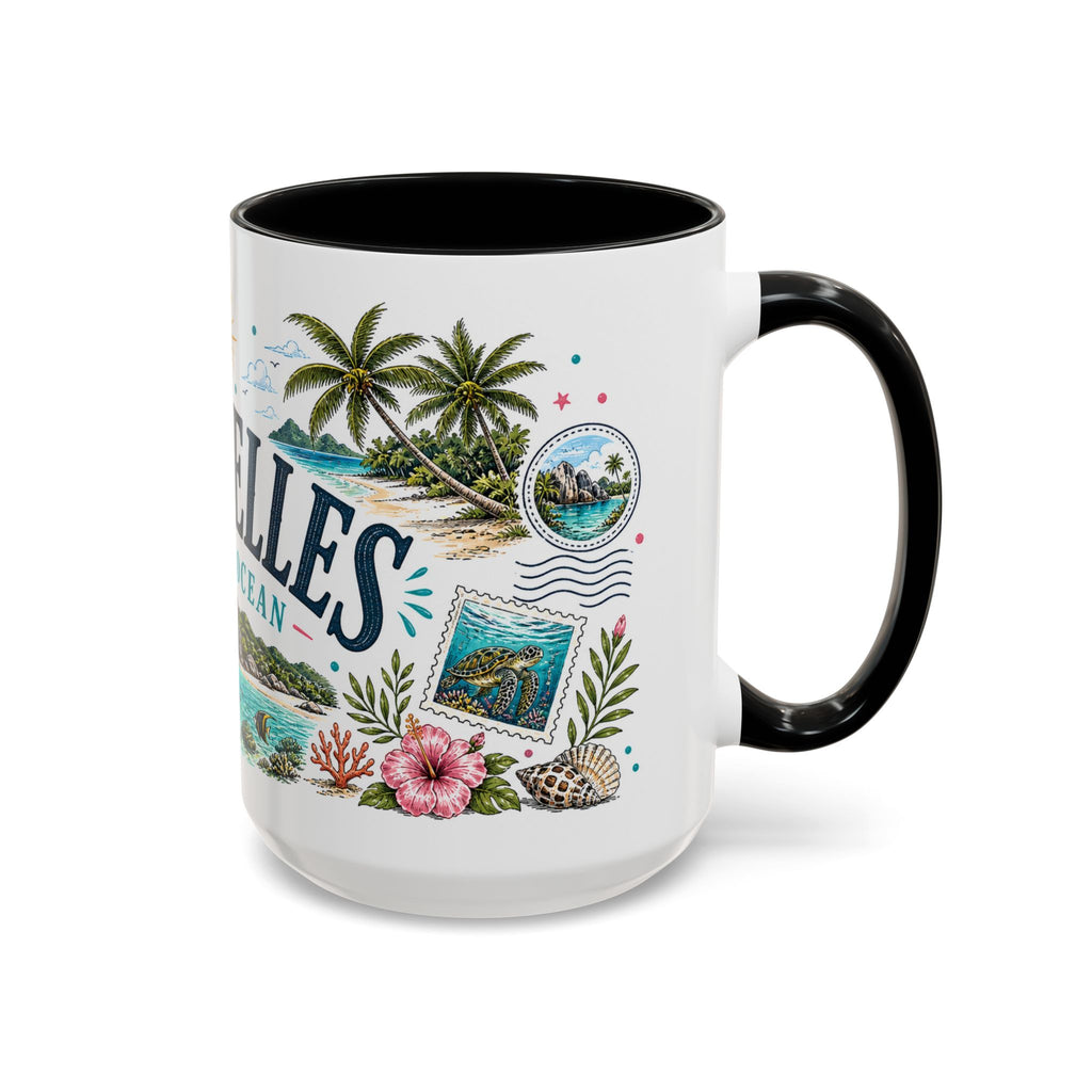 Seychelles Coffee Mug | Travel Destination Souvenir Gift | Accent Color Ceramic 11oz 15oz