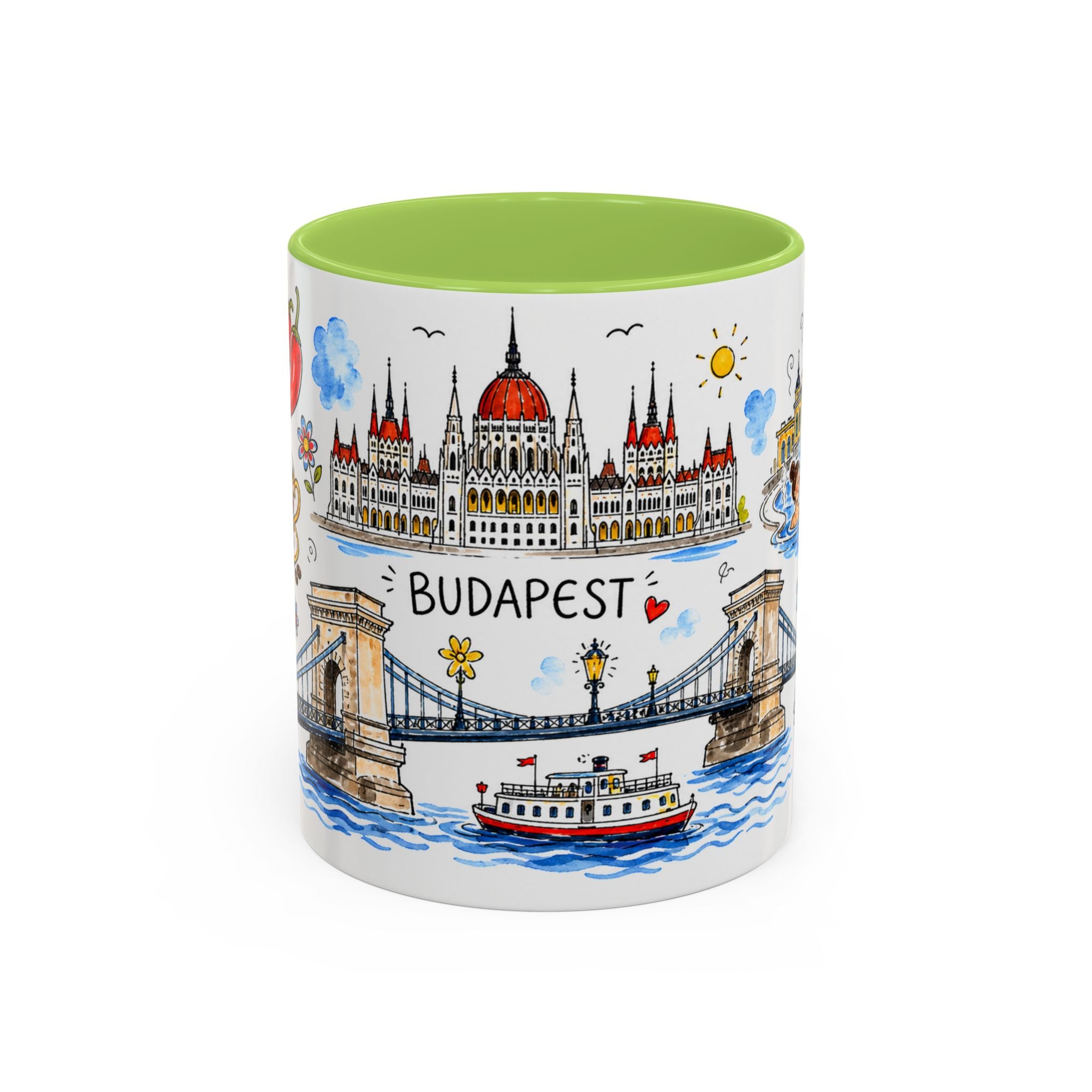 Budapest Travel Mug | European City Souvenir Accent Coffee Mug | 11oz 15oz Ceramic Cup