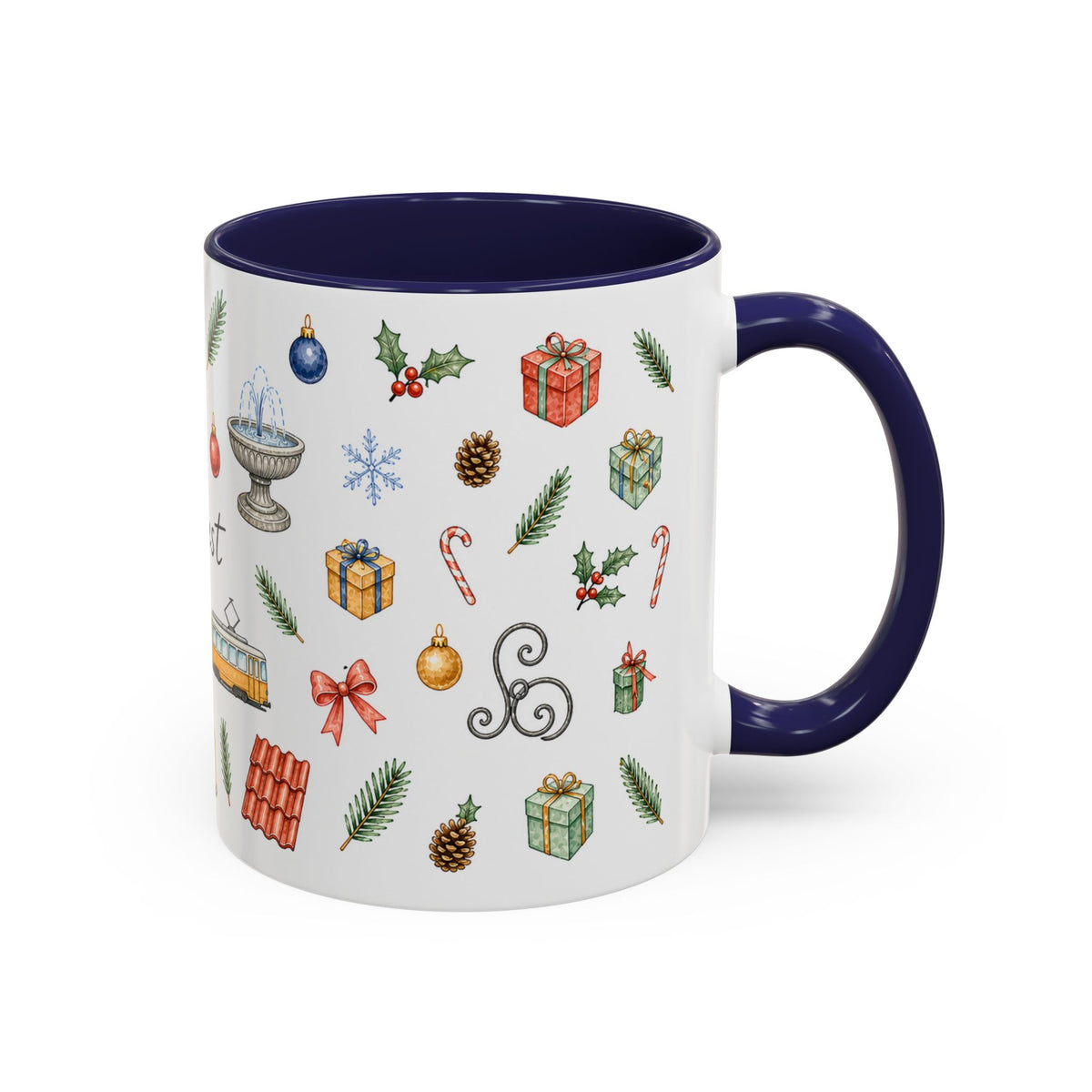 Budapest Christmas Mug | Watercolor City Souvenir | Ceramic Coffee Cup (11oz 15oz)