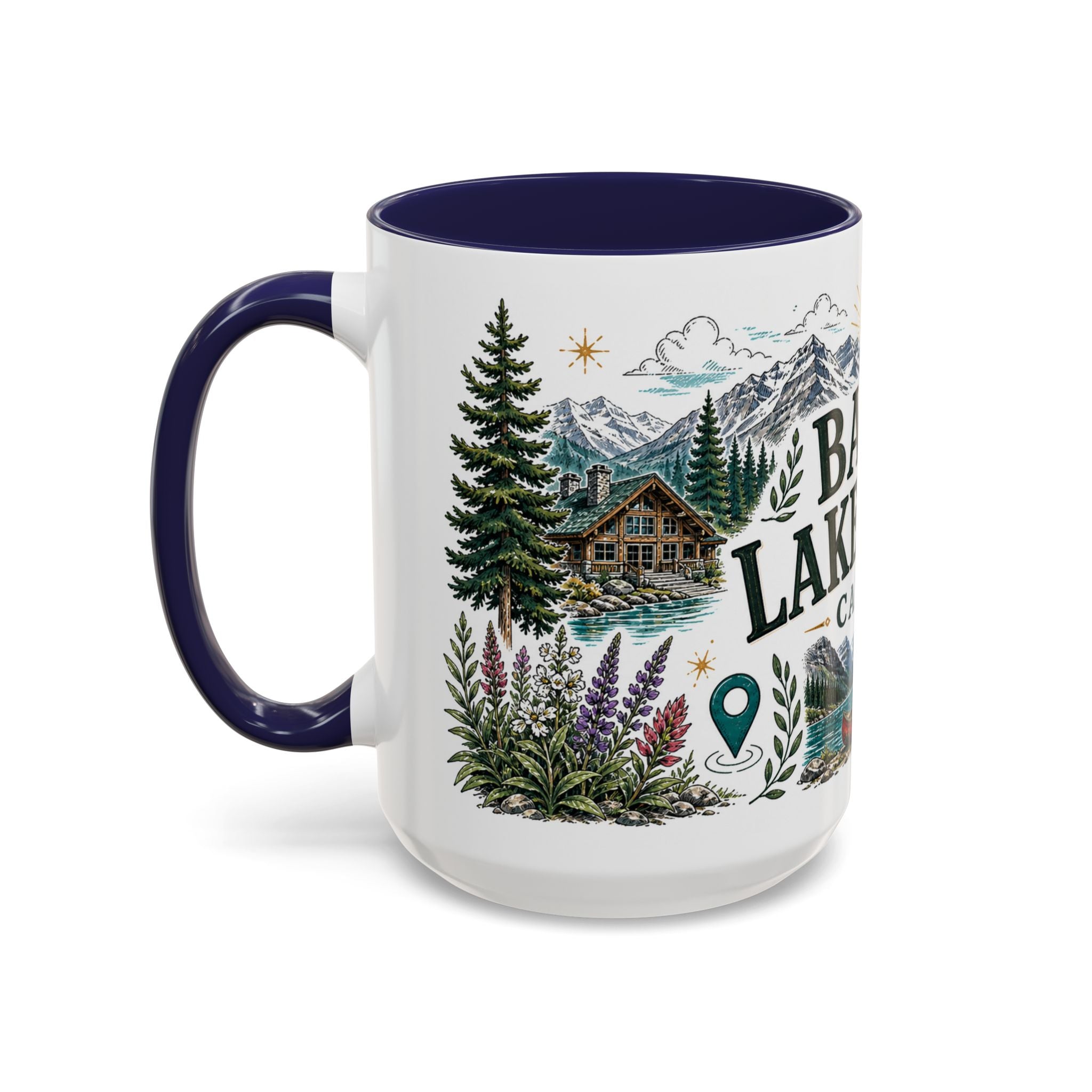 Banff Lake Louise Coffee Mug | Travel Destination Souvenir Gift | Accent Color Ceramic 11oz 15oz