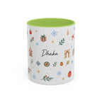 Dhaka Christmas Mug | Watercolor Travel Souvenir | Holiday Gift | Accent Ceramic Coffee Cup 11oz 15oz