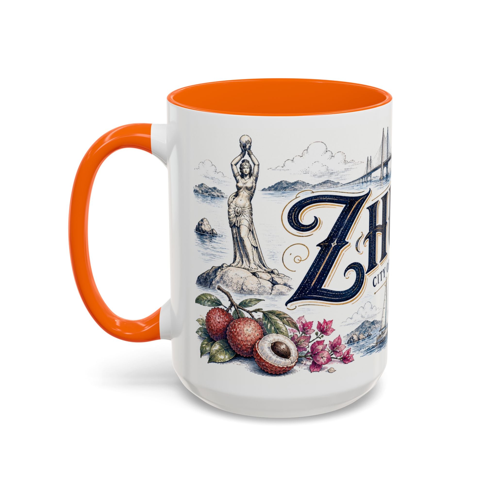 Zhuhai Coffee Mug | China Travel Souvenir | Vintage Illustrated City Gift | 11 oz 15 oz Accent Mug