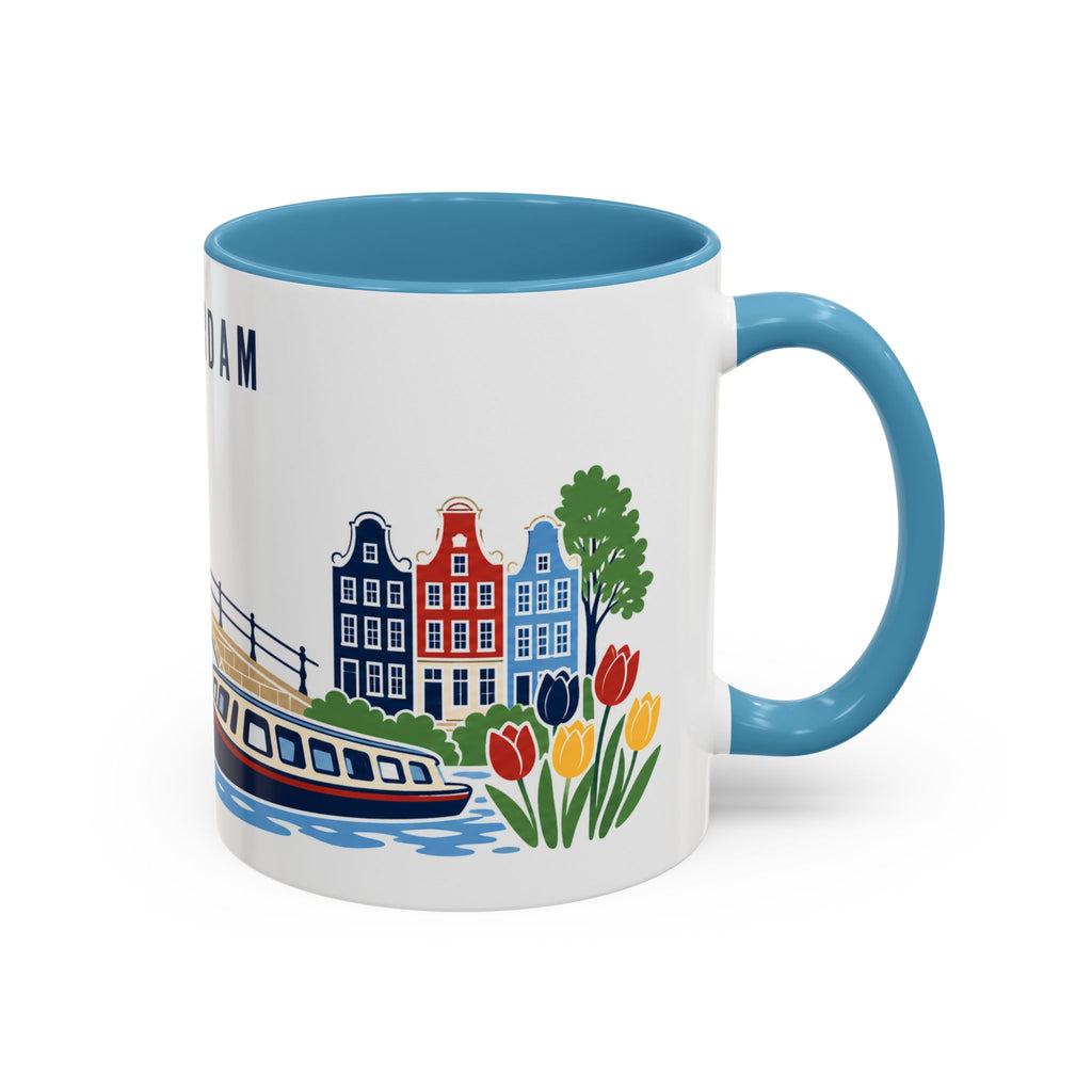 Amsterdam Coffee Mug | Netherlands Travel Souvenir | Porcelain Decal City Gift | 11oz 15oz Accent Mug