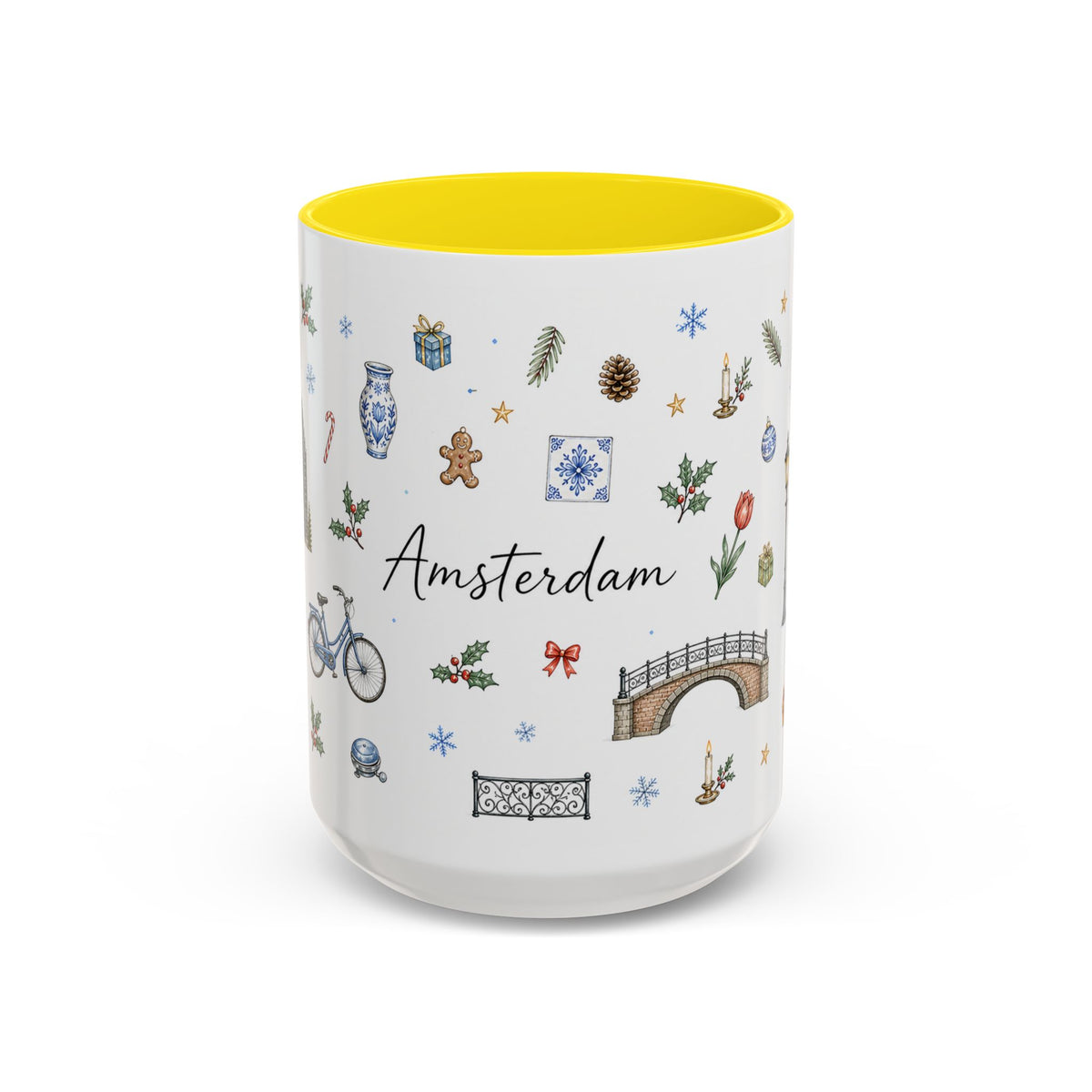 Amsterdam Christmas Watercolor Mug | Festive City Souvenir Coffee Cup