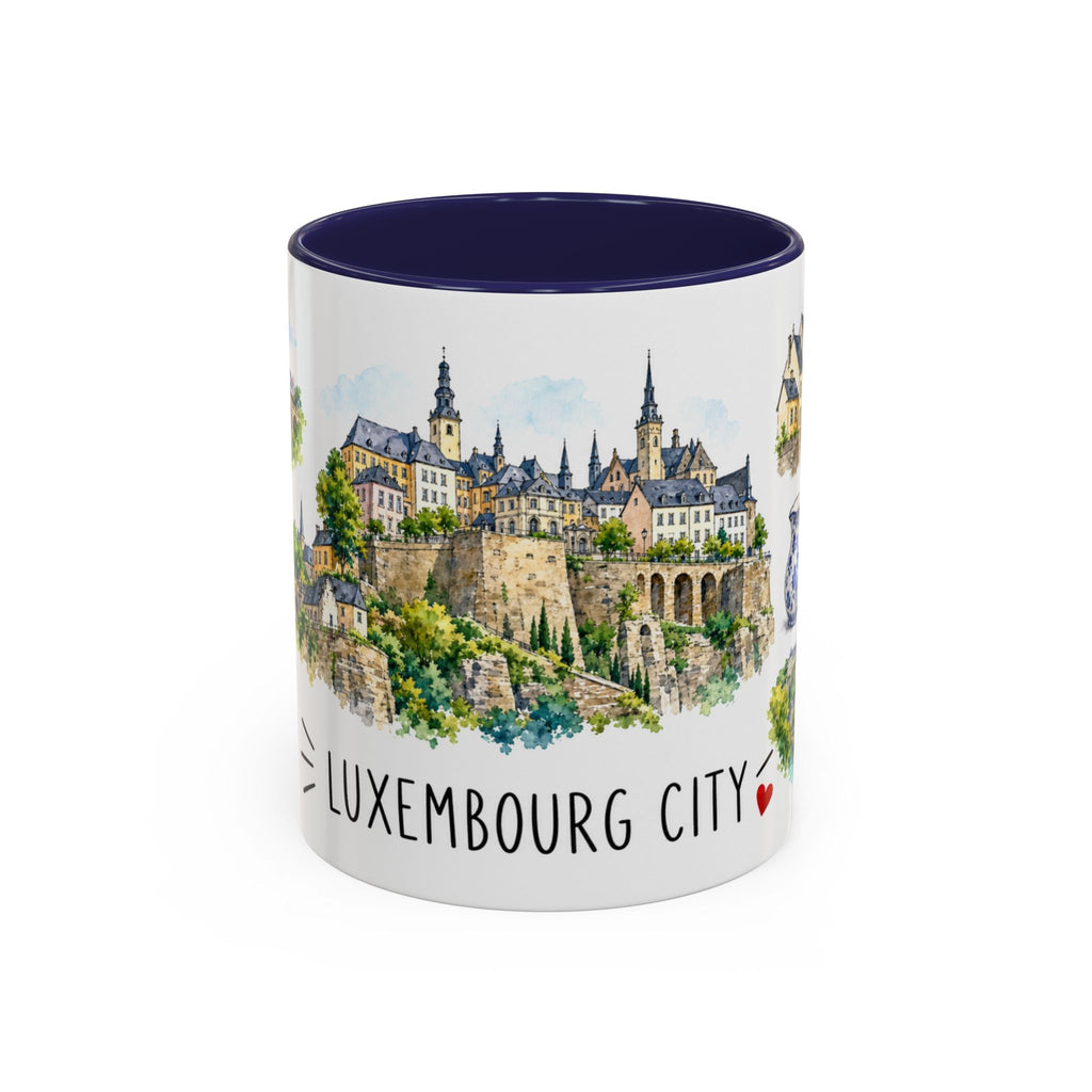 Luxembourg City Illustrated Travel Mug | City Souvenir Accent Coffee Mug | 11oz 15oz Ceramic Cup