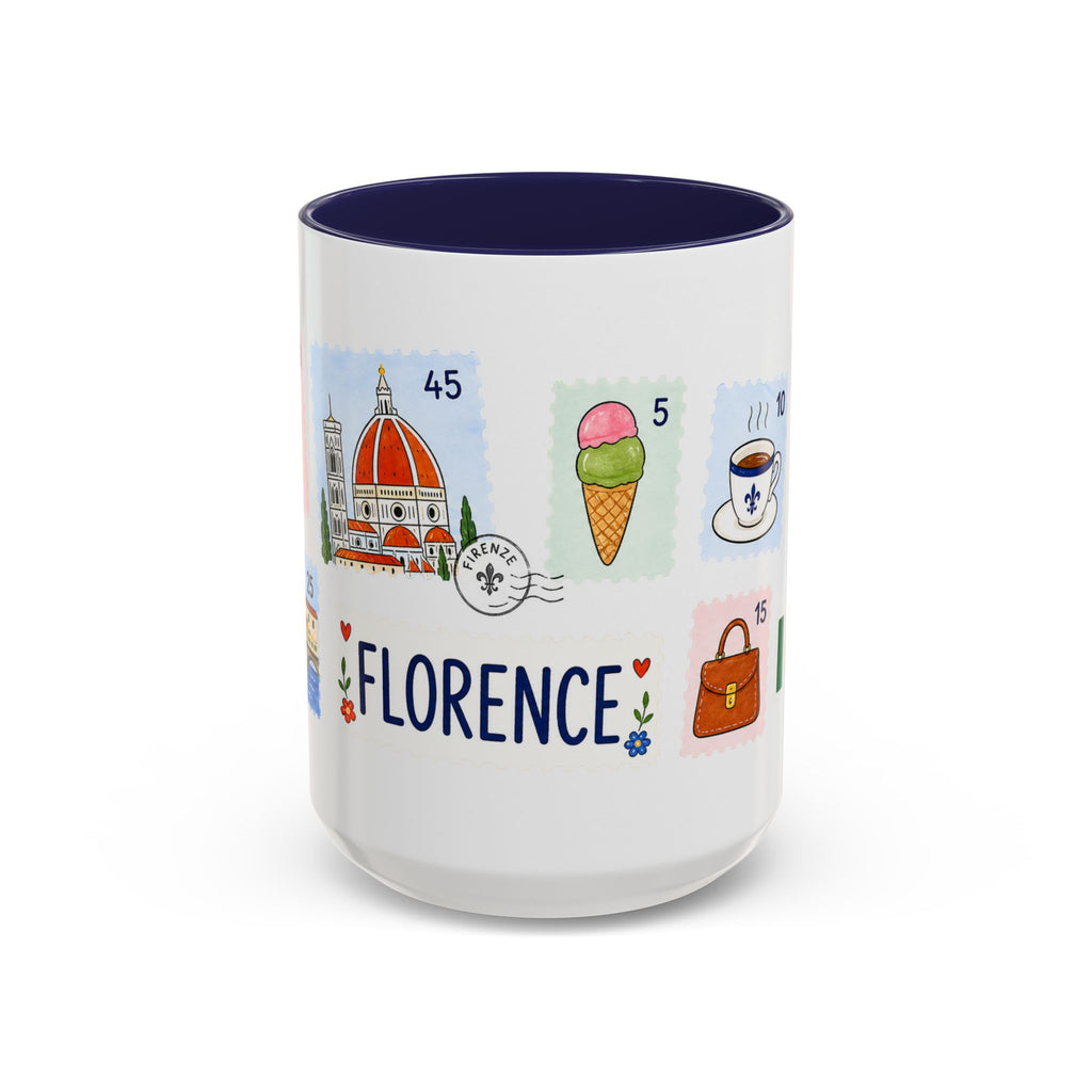 Florence Coffee Mug | Postage Stamp Collage Mug | Travel Souvenir Accent Cup 11oz 15oz