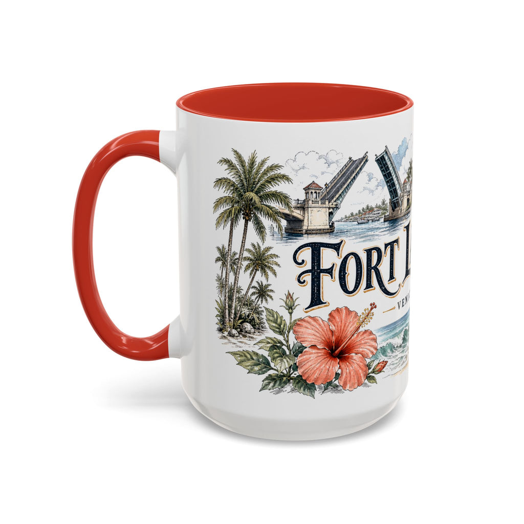 Fort Lauderdale Coffee Mug | United States Travel Souvenir | Vintage Illustrated City Gift | 11 oz 15 oz Accent Mug
