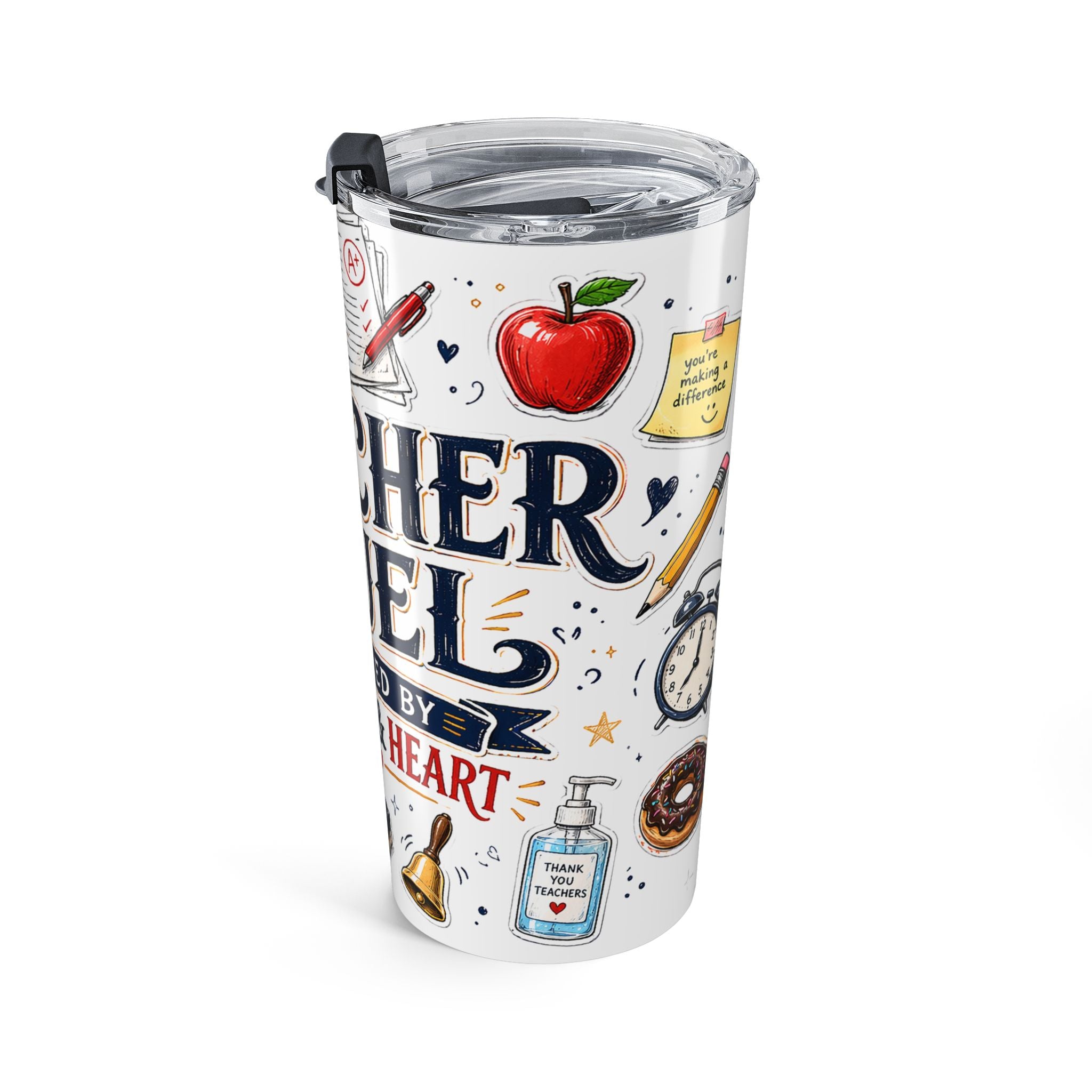Teacher Fuel 20oz Tumbler | Powered by Coffee and Wine Funny Gift | Insulated Stainless Steel Travel Cup