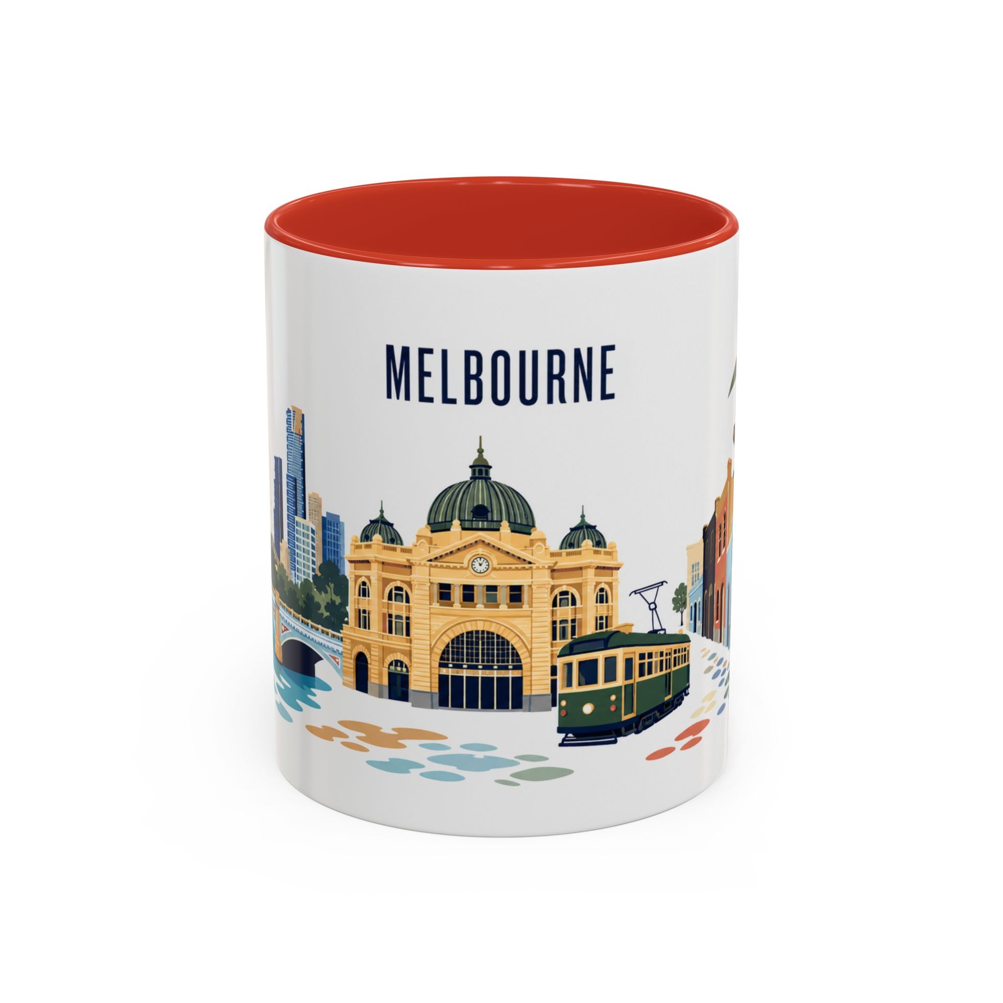 Melbourne Coffee Mug | Australia Travel Souvenir | Porcelain Decal City Gift | 11oz 15oz Accent Mug