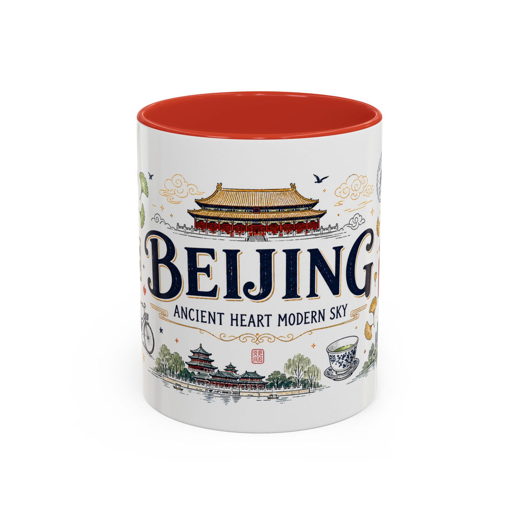 Beijing Coffee Mug | China Souvenir Travel Gift | Accent Color Ceramic 11oz 15oz