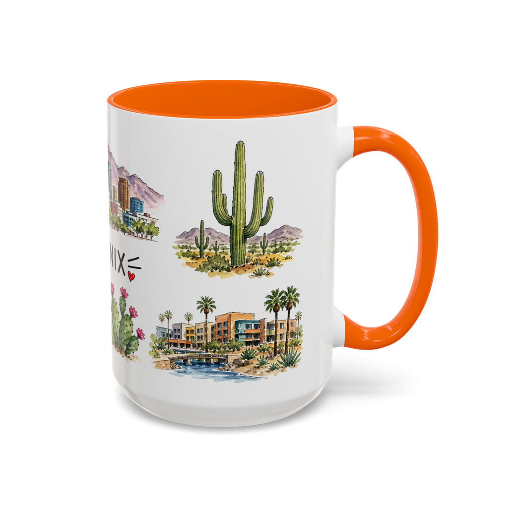 Phoenix Illustrated Travel Mug | City Souvenir Accent Coffee Mug | 11oz 15oz Ceramic Cup