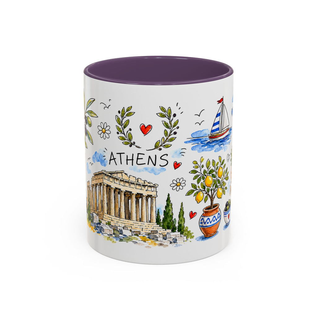 Athens Travel Mug | European City Souvenir Accent Coffee Mug | 11oz 15oz Ceramic Cup