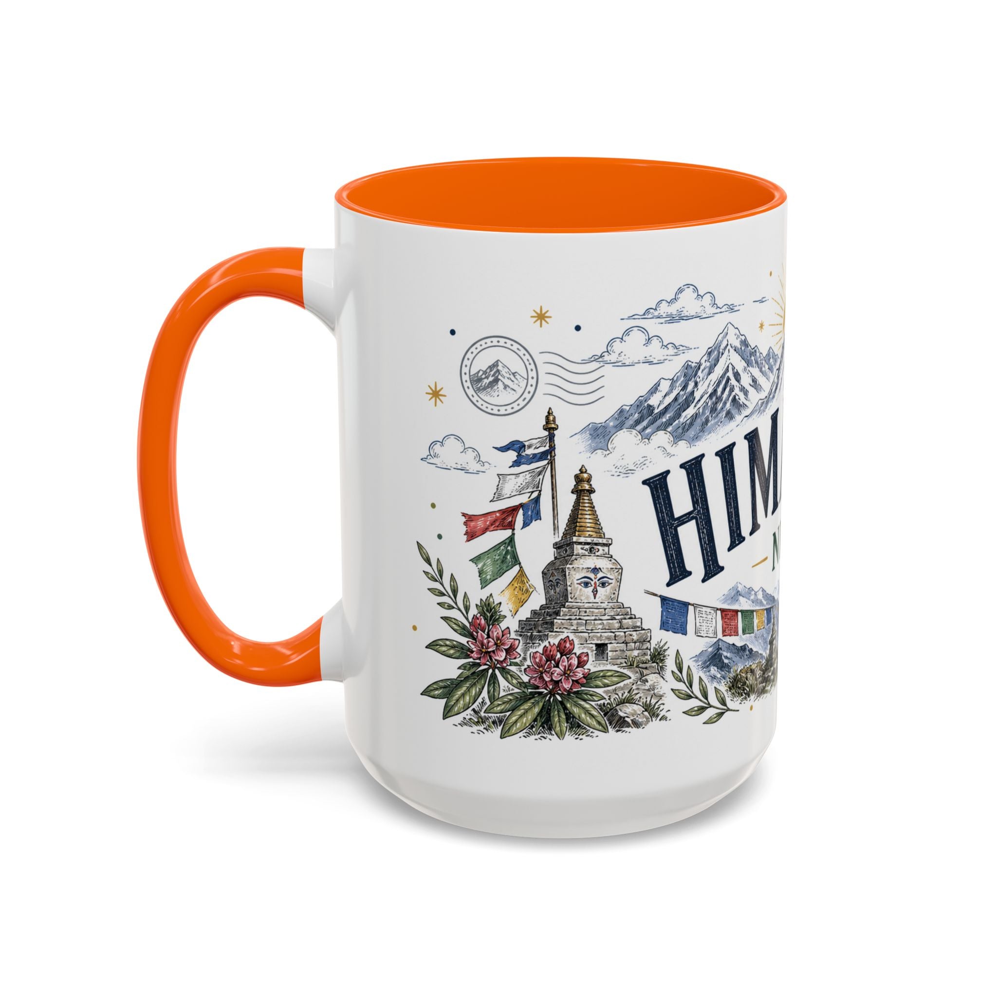 Himalaya Coffee Mug | Travel Destination Souvenir Gift | Accent Color Ceramic 11oz 15oz