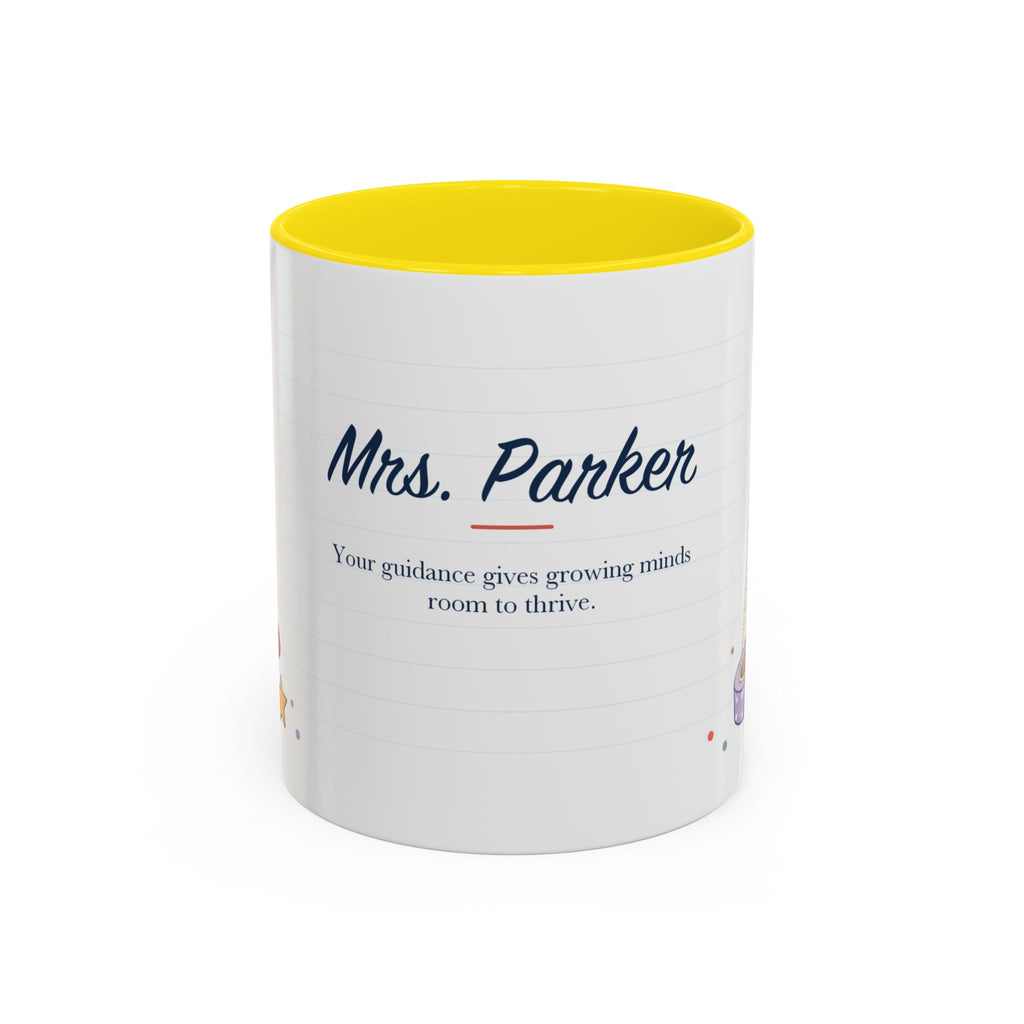 Personalized Teacher Mug | Custom Name Notebook Coffee Cup | Back to School Gift 11oz 15oz