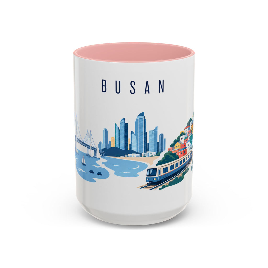 Busan Coffee Mug | South Korea Travel Souvenir | Porcelain Decal City Gift | 11oz 15oz Accent Mug