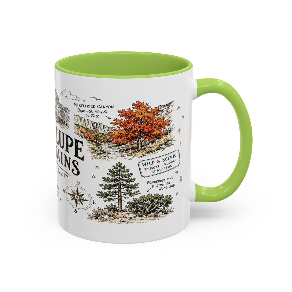Guadalupe Mountains National Park Coffee Mug | Texas Desert Peaks Hiking Gift | Accent Color Ceramic 11oz 15oz