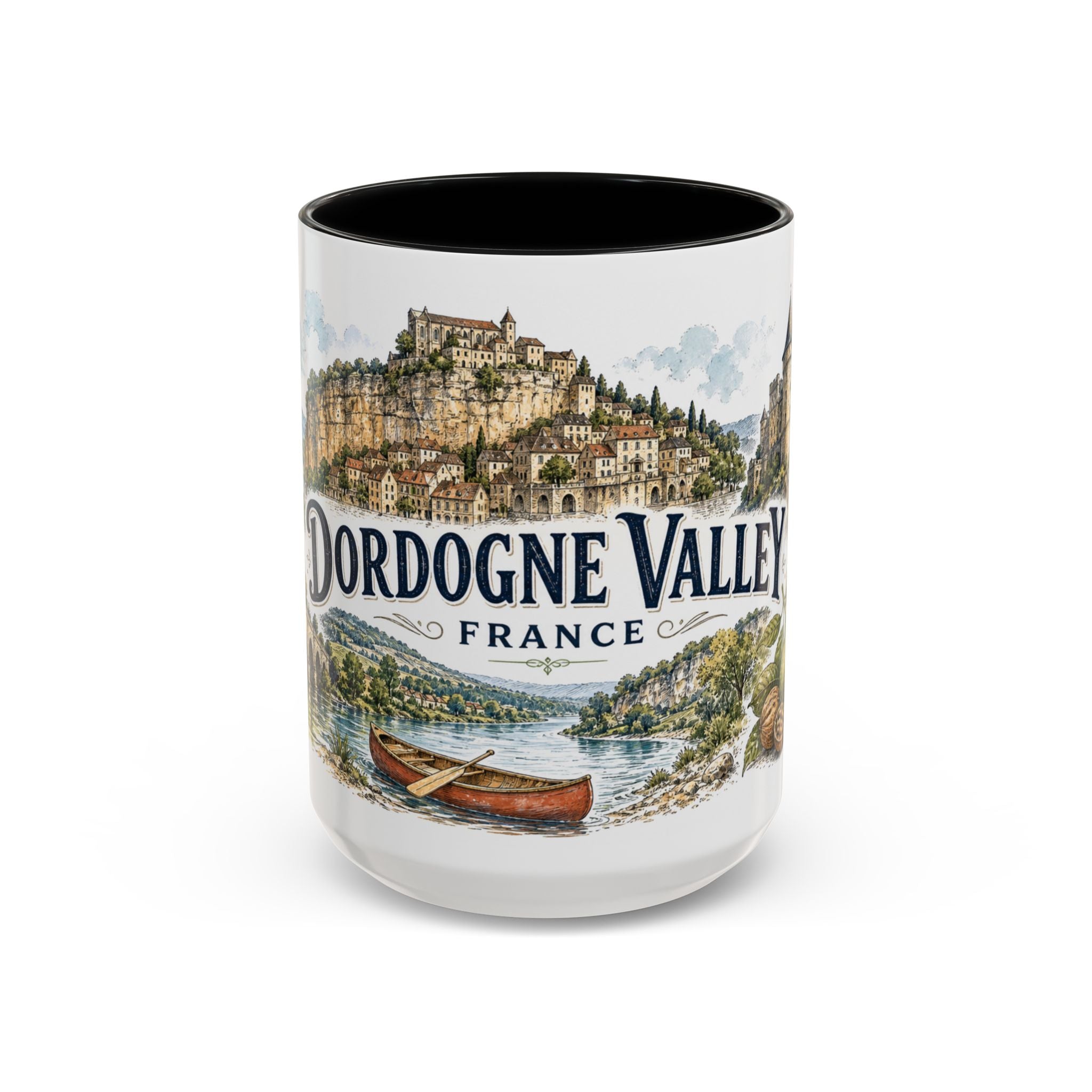 Dordogne Valley Mug, France Travel Souvenir, Bucket List Gift, Accent Ceramic Coffee Mug 11oz 15oz