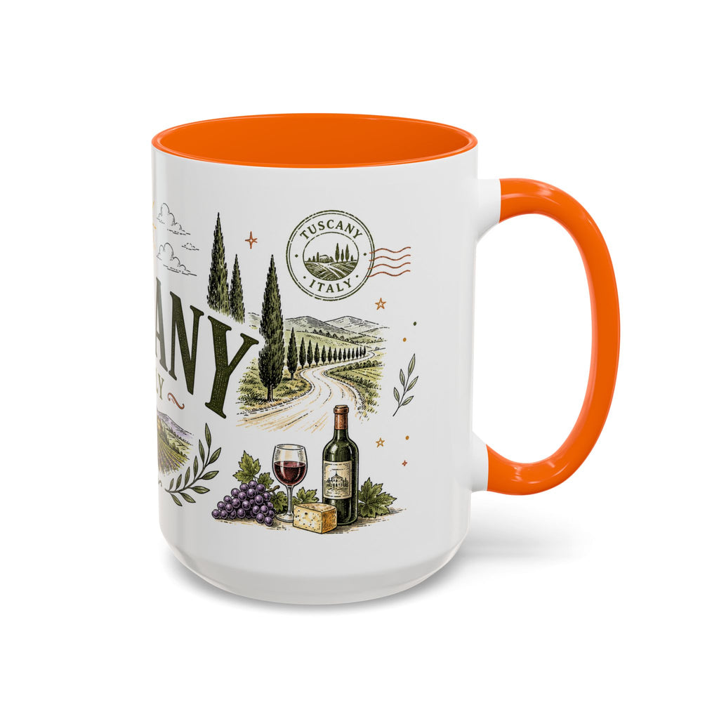 Tuscany Coffee Mug | Travel Destination Souvenir Gift | Accent Color Ceramic 11oz 15oz