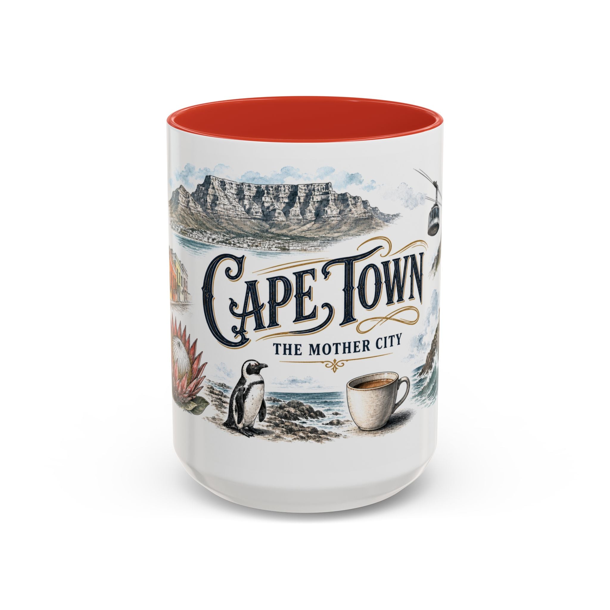 Cape Town Coffee Mug | South Africa Travel Souvenir | Vintage Illustrated City Gift | 11 oz 15 oz Accent Mug