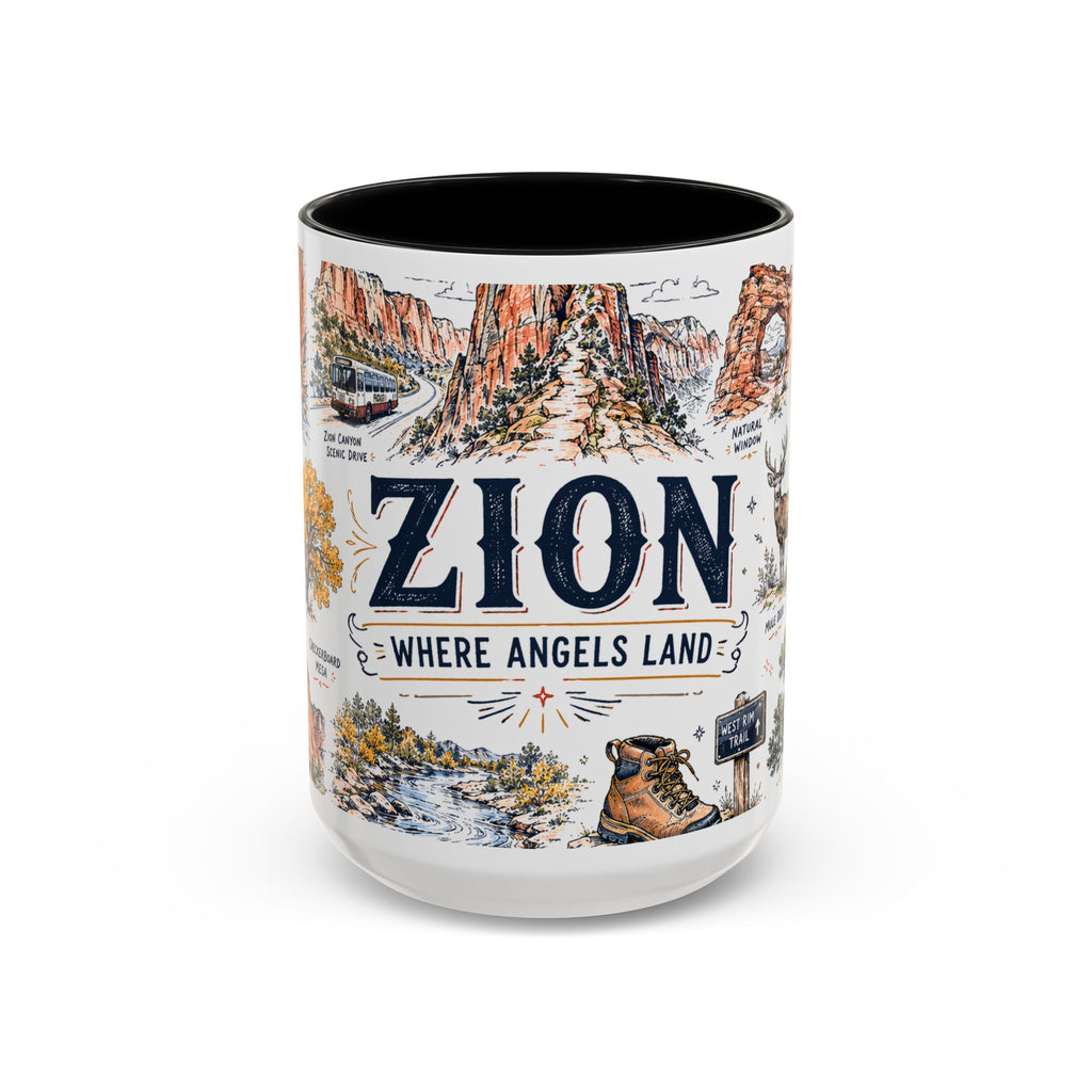 Zion National Park Coffee Mug | Hiking Camping Nature Gift | Accent Color Ceramic 11oz 15oz