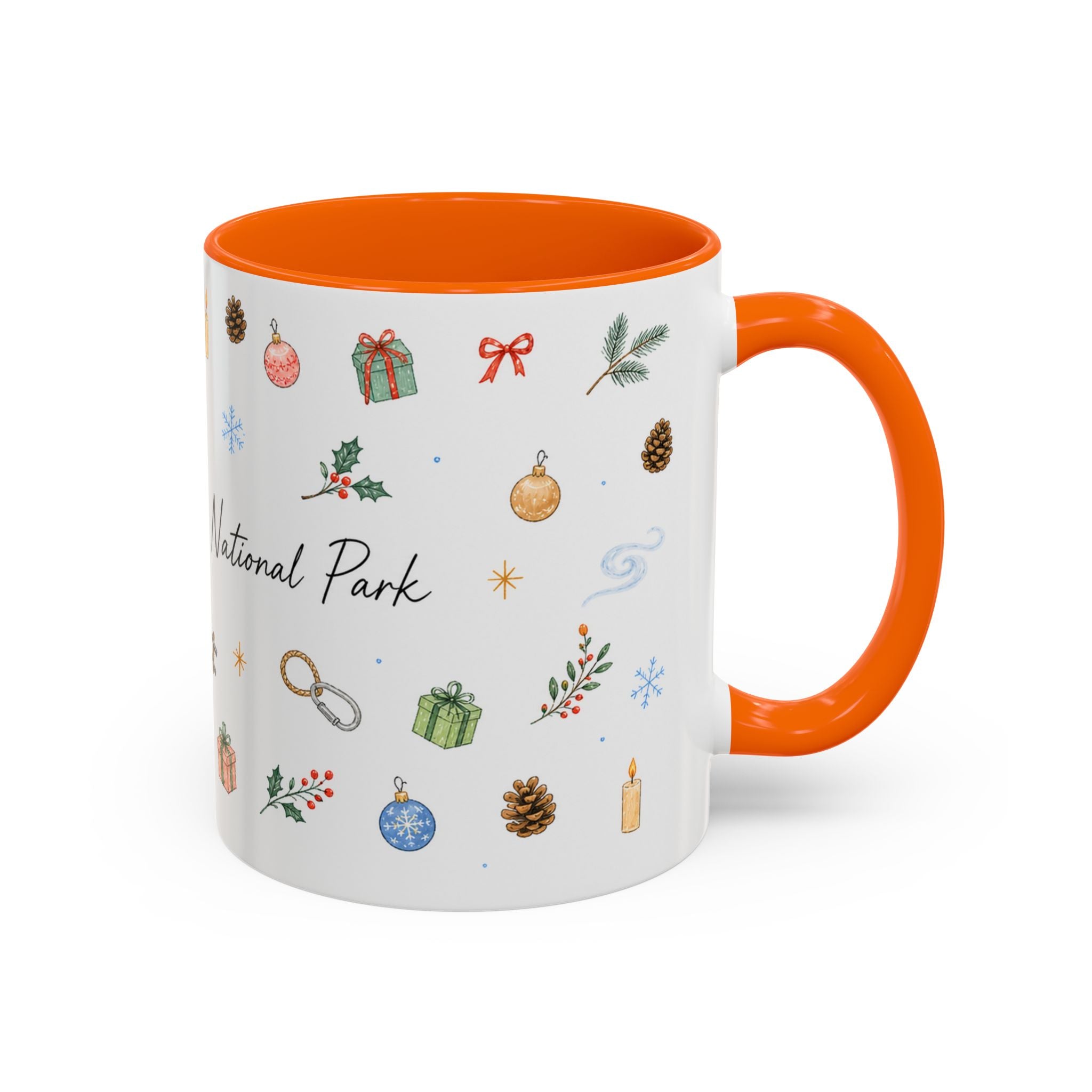 New River Gorge National Park Christmas Mug | Watercolor Travel Souvenir | Holiday Gift | Accent Ceramic Coffee Cup 11oz 15oz