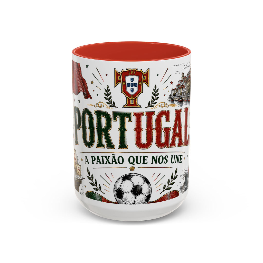 Portugal Soccer Coffee Mug | World Cup Fan Gift | Accent Color Ceramic 11oz 15oz Match Day Cup