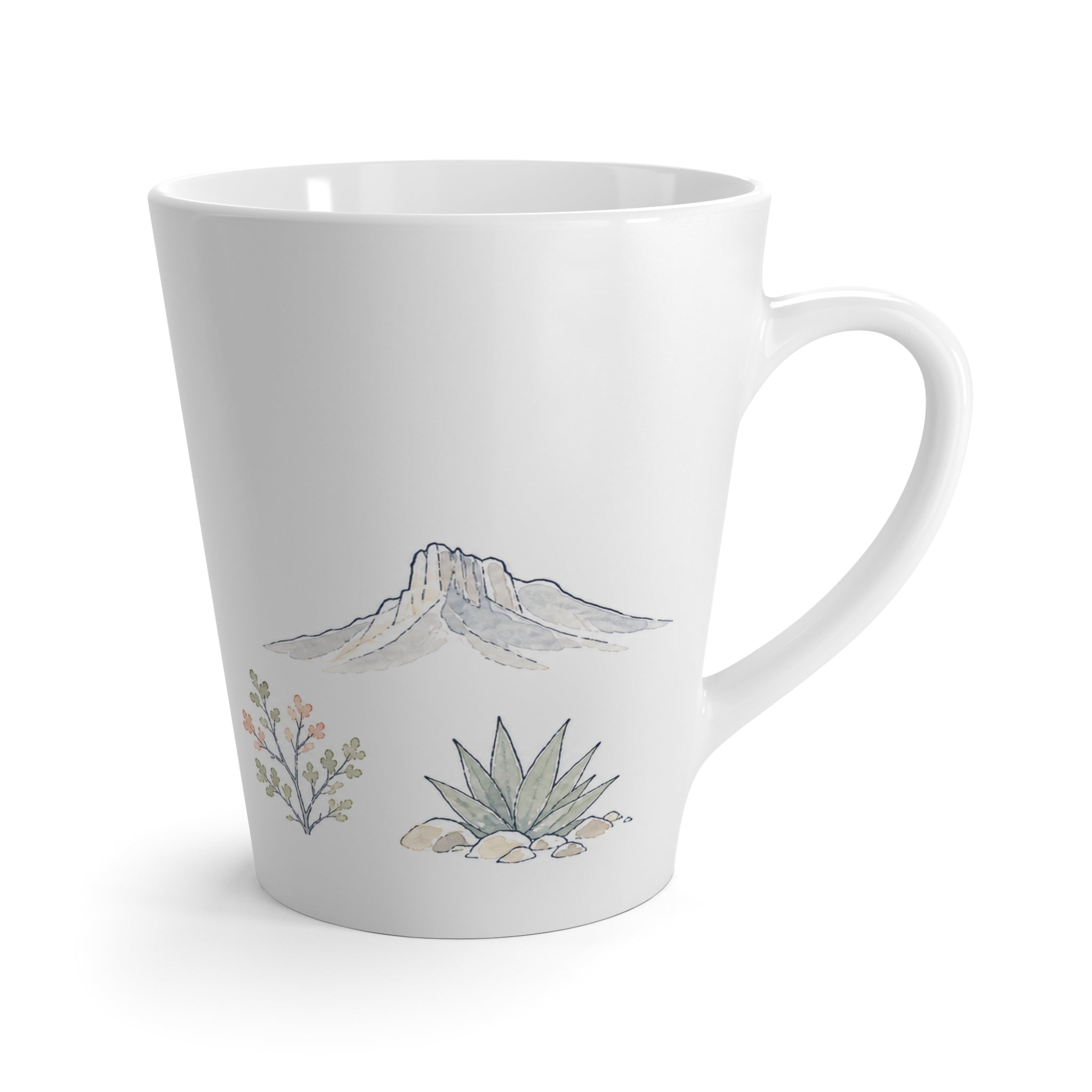 Guadalupe Mountains National Park Latte Mug | Pastel Watercolor Nature Coffee Cup | 12 oz Travel Souvenir Gift