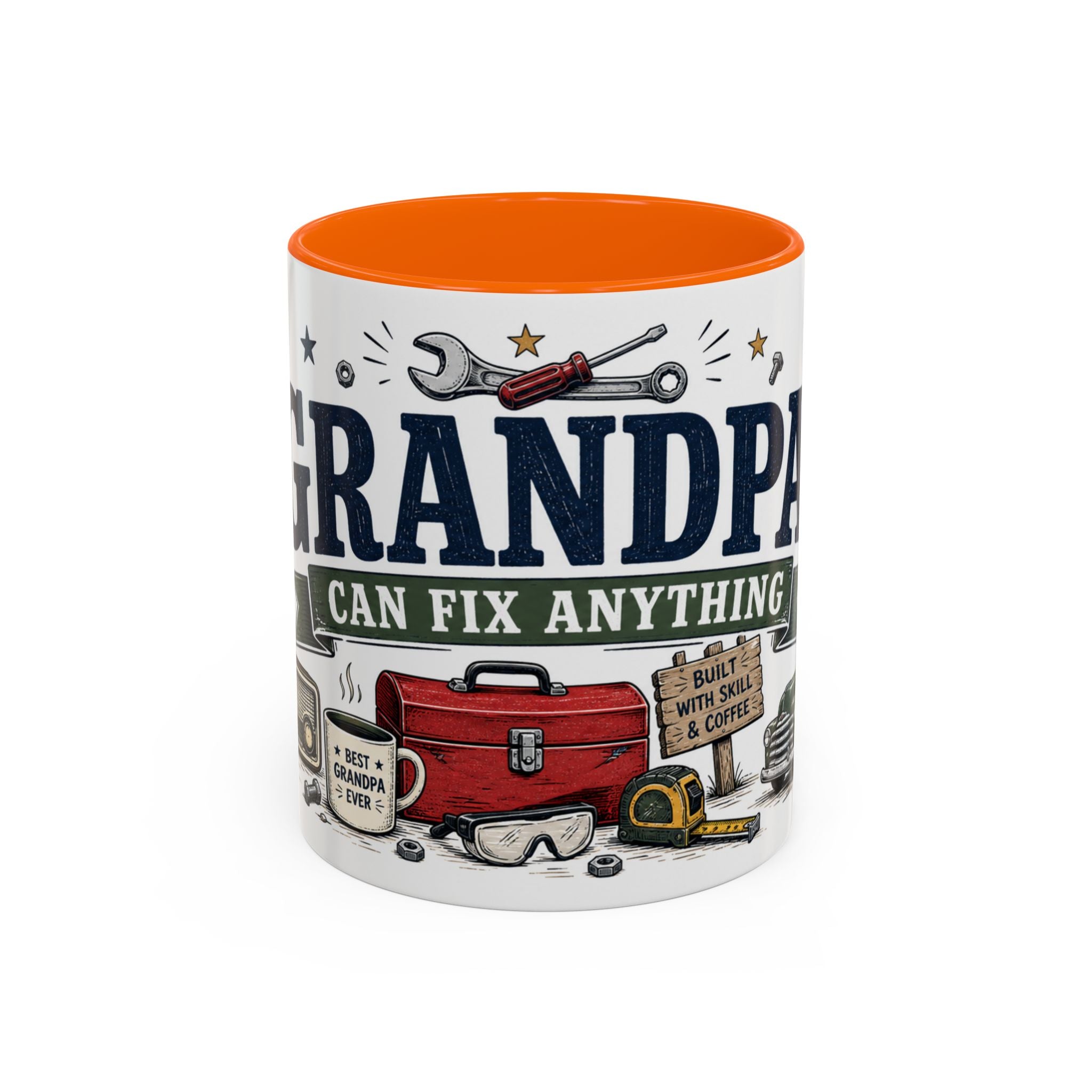 Grandpa Can Fix Anything Coffee Mug | Funny Gift From Grandkids | Accent Ceramic 11oz 15oz